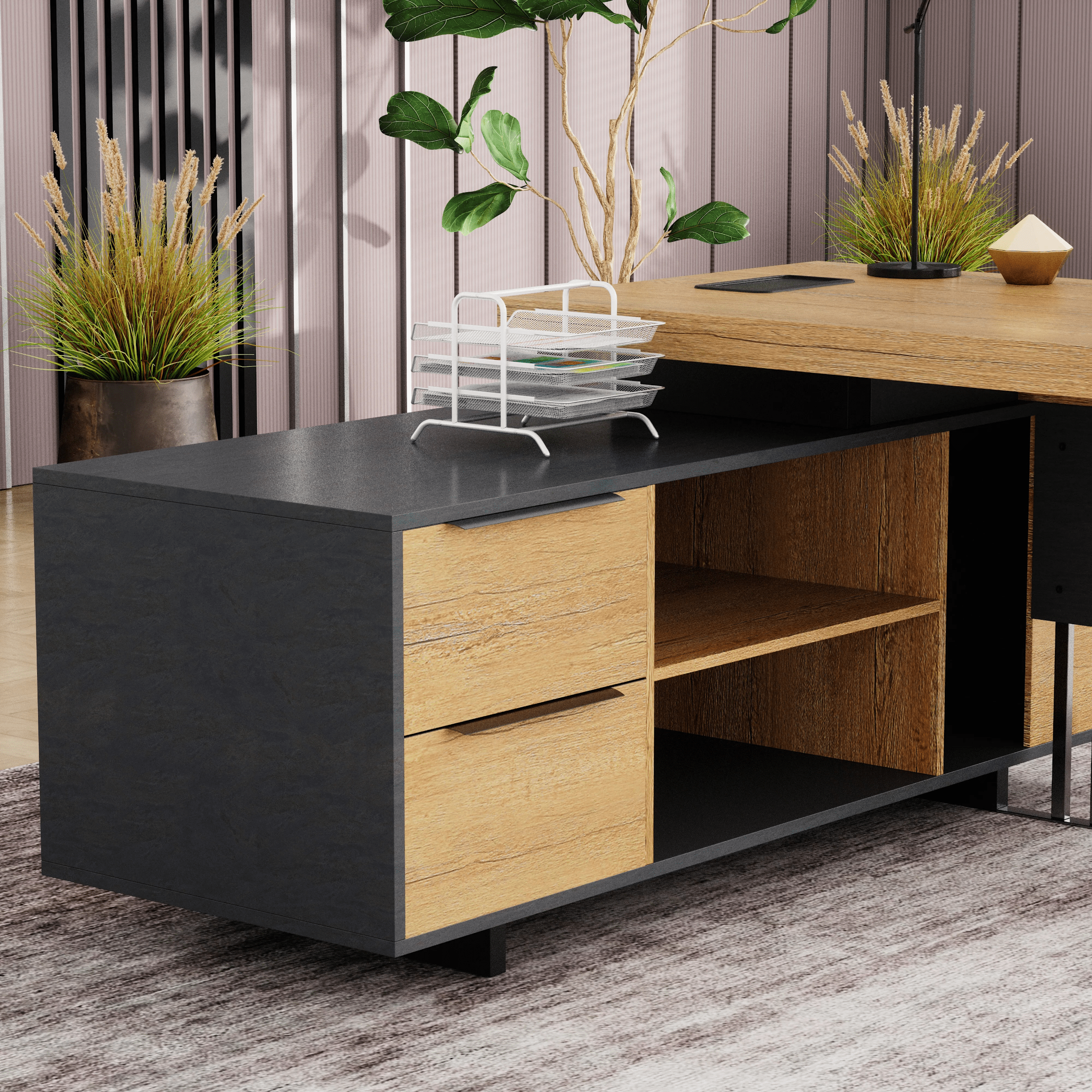 Cecilia ยท Modern L-Shaped Executive Desk