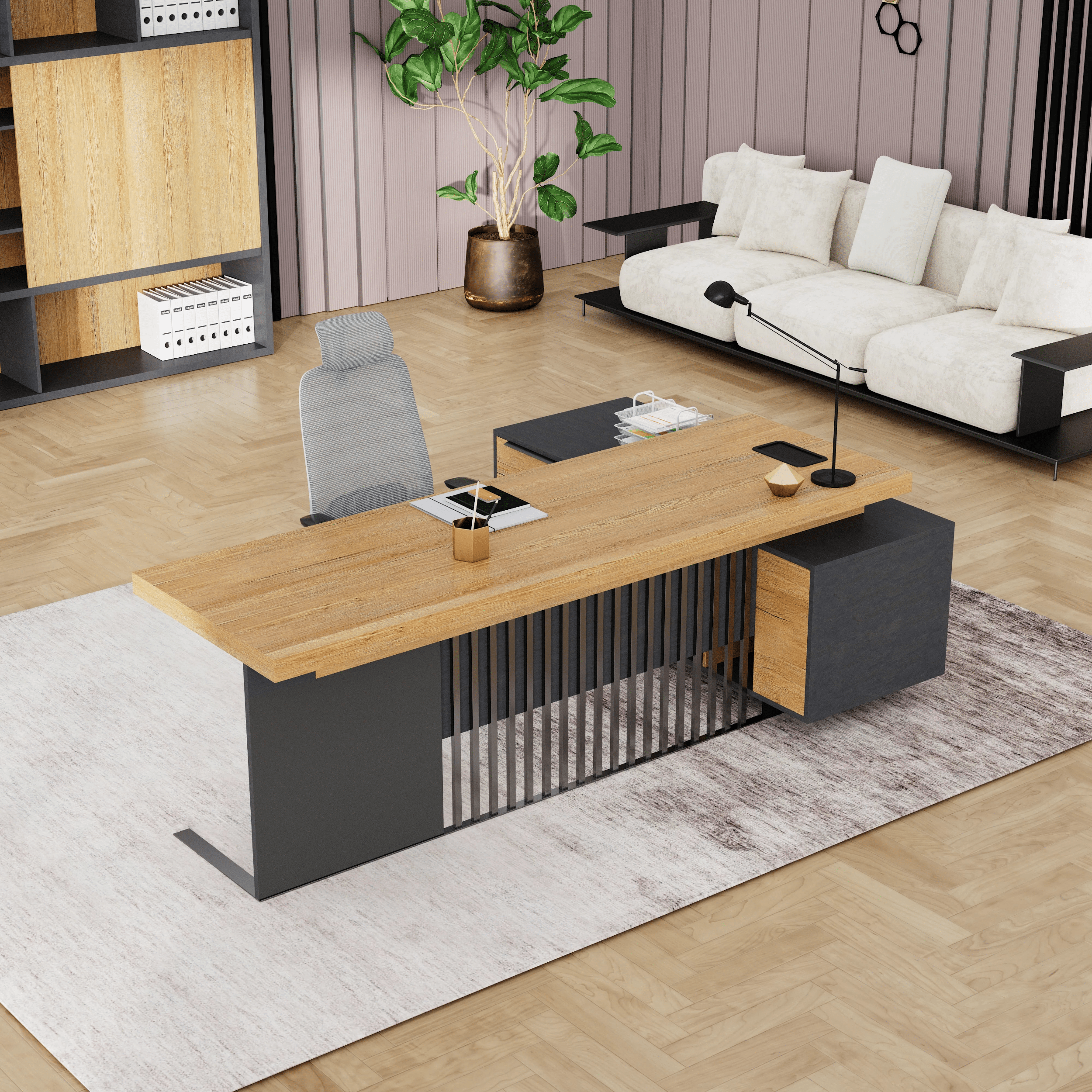Cecilia ยท Modern L-Shaped Executive Desk