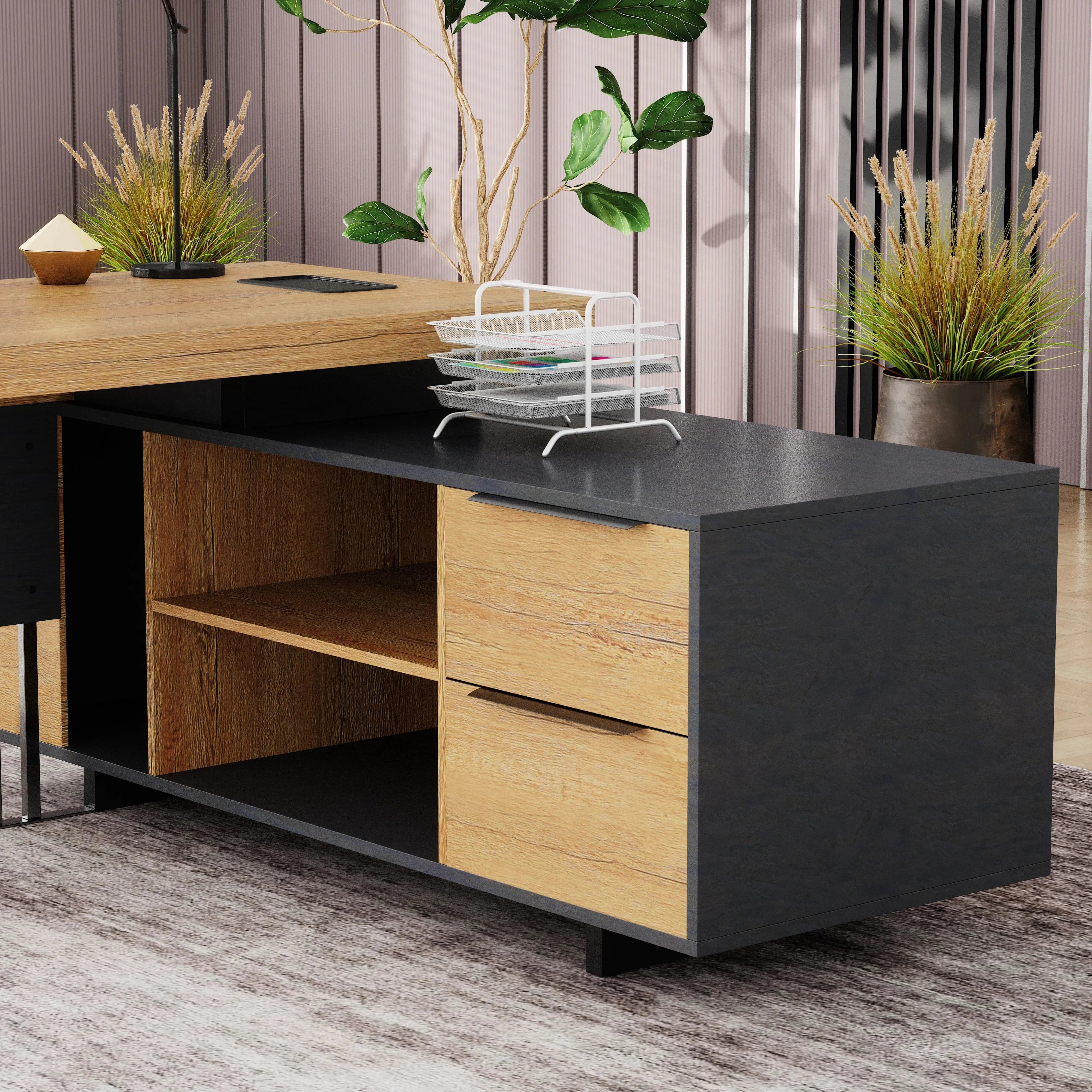 Cecilia ยท Modern L-Shaped Executive Desk