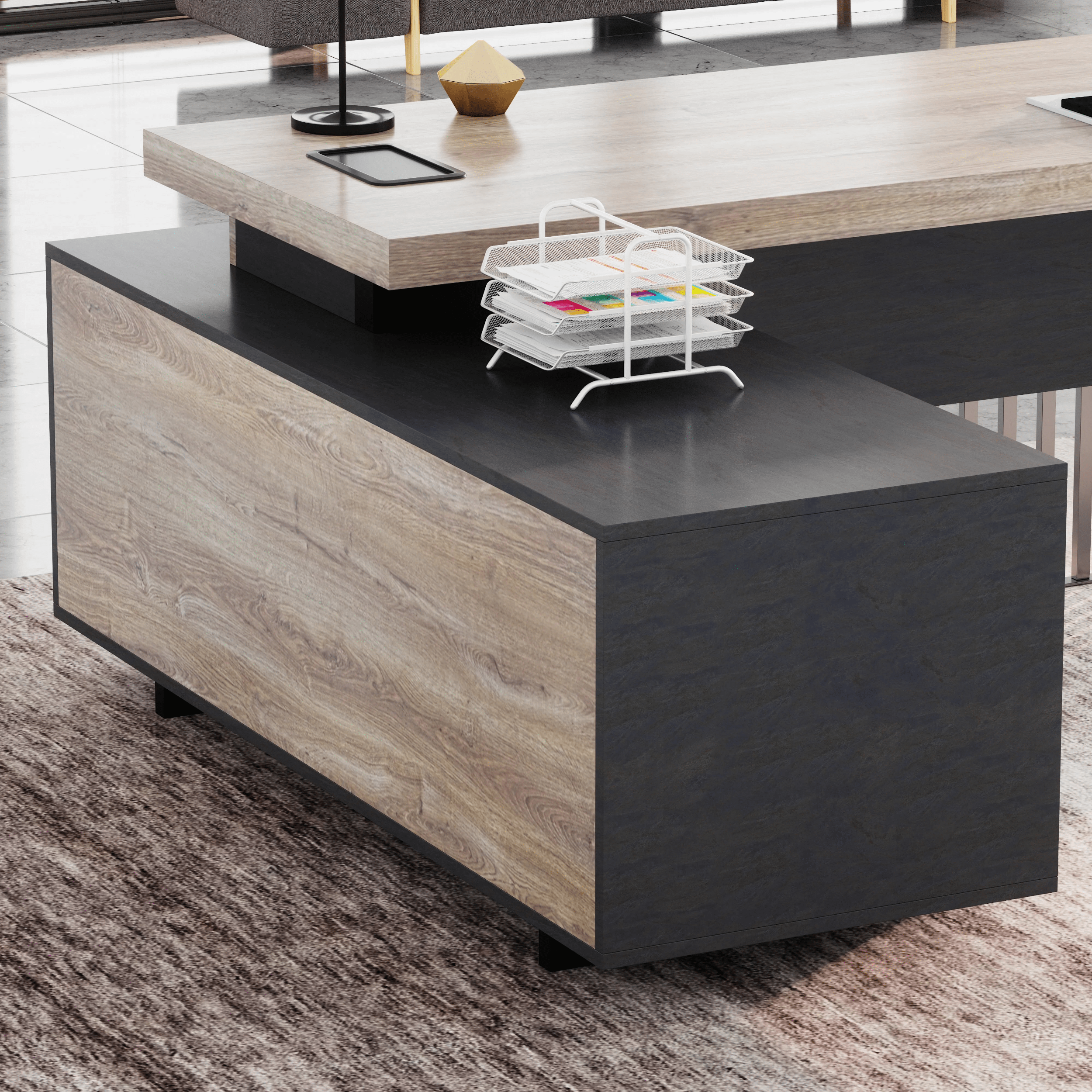 Cecilia ยท Modern L-Shaped Executive Desk