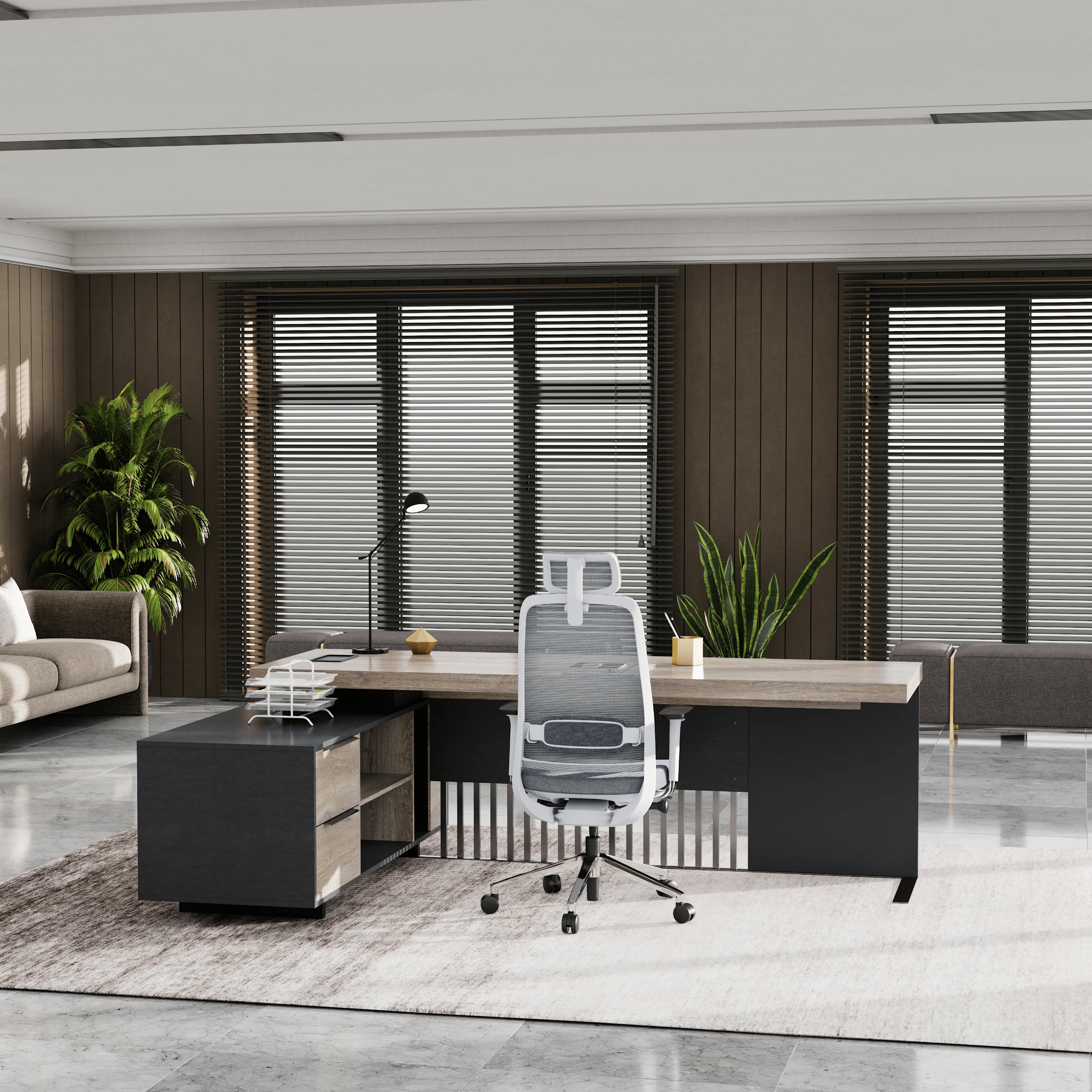 Cecilia ยท Modern L-Shaped Executive Desk