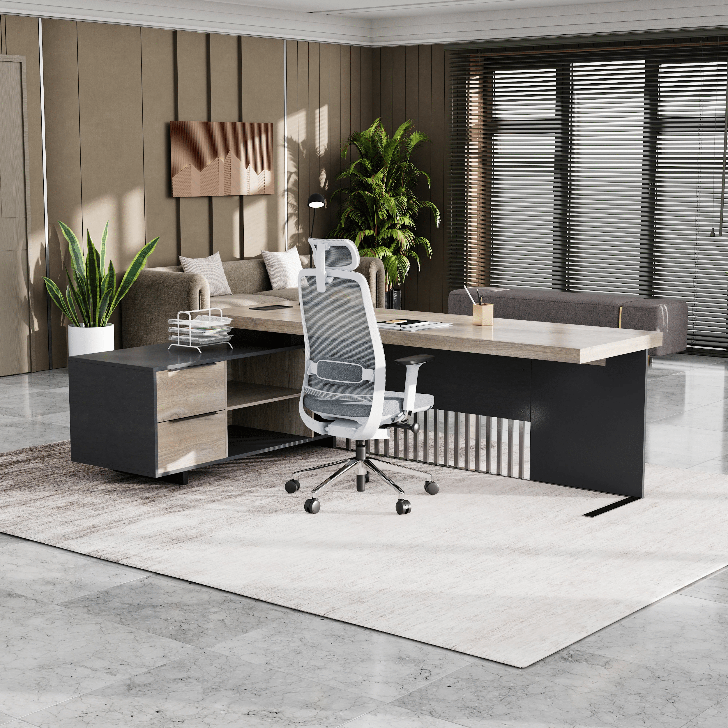 Cecilia ยท Modern L-Shaped Executive Desk