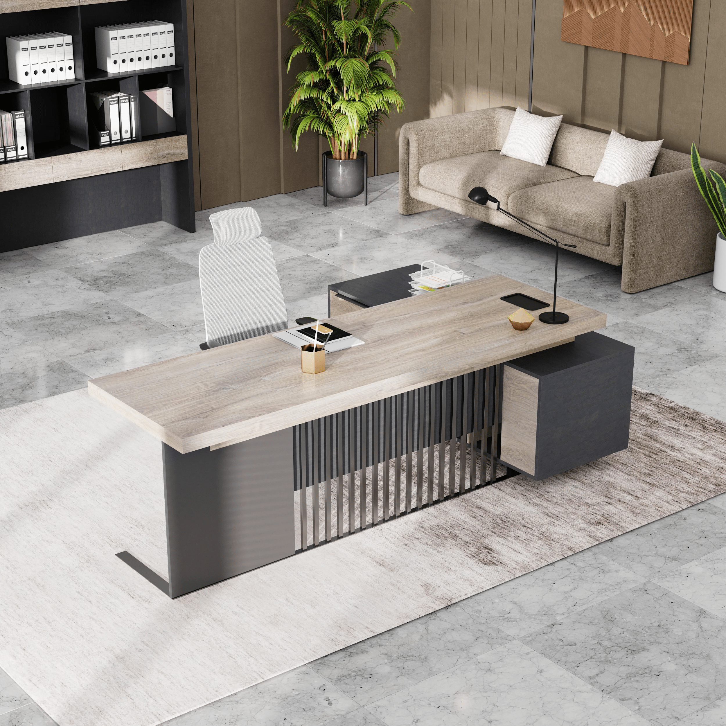 Cecilia ยท Modern L-Shaped Executive Desk