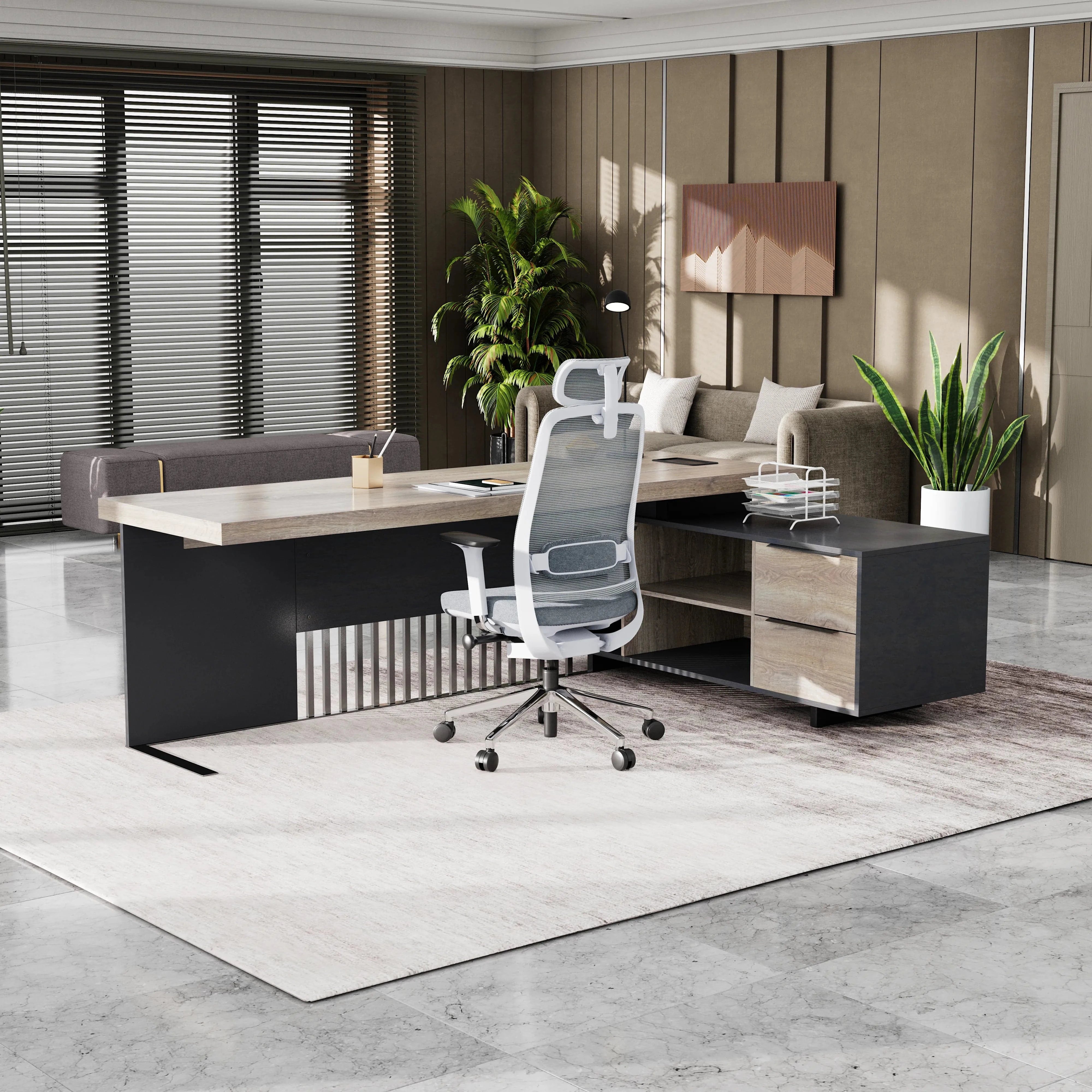 Cecilia ยท Modern L-Shaped Executive Desk