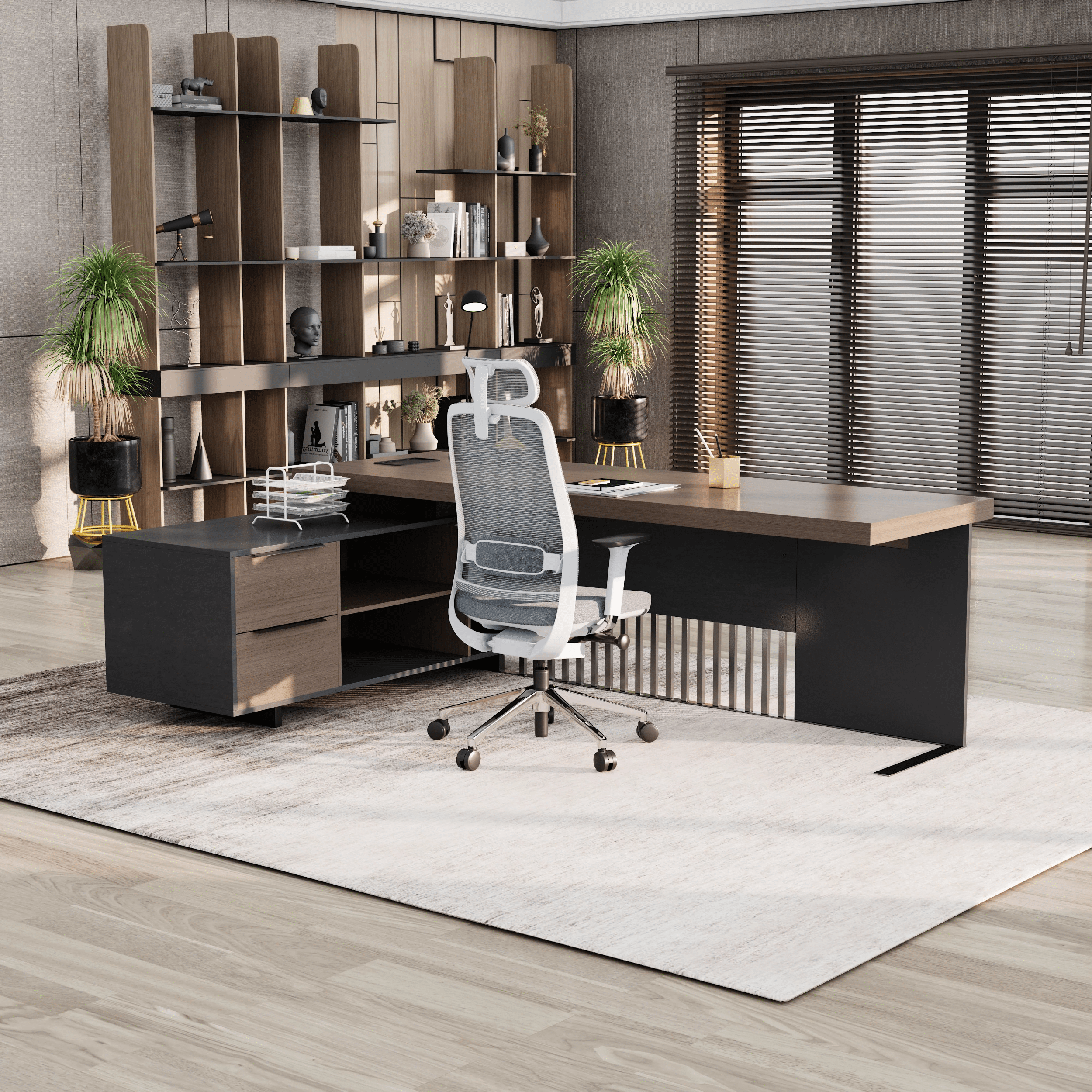 Cecilia ยท Modern L-Shaped Executive Desk