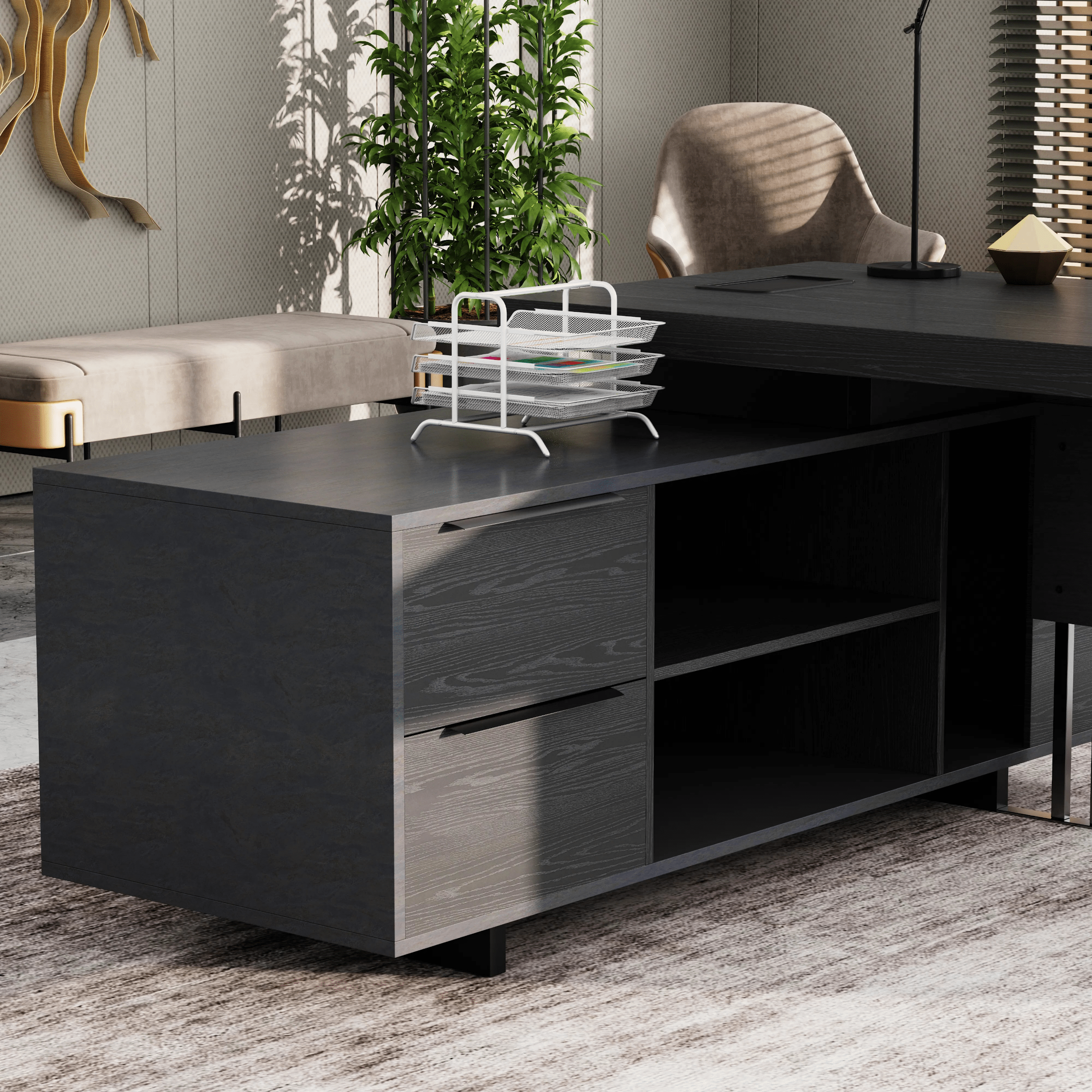 Cecilia ยท Modern L-Shaped Executive Desk