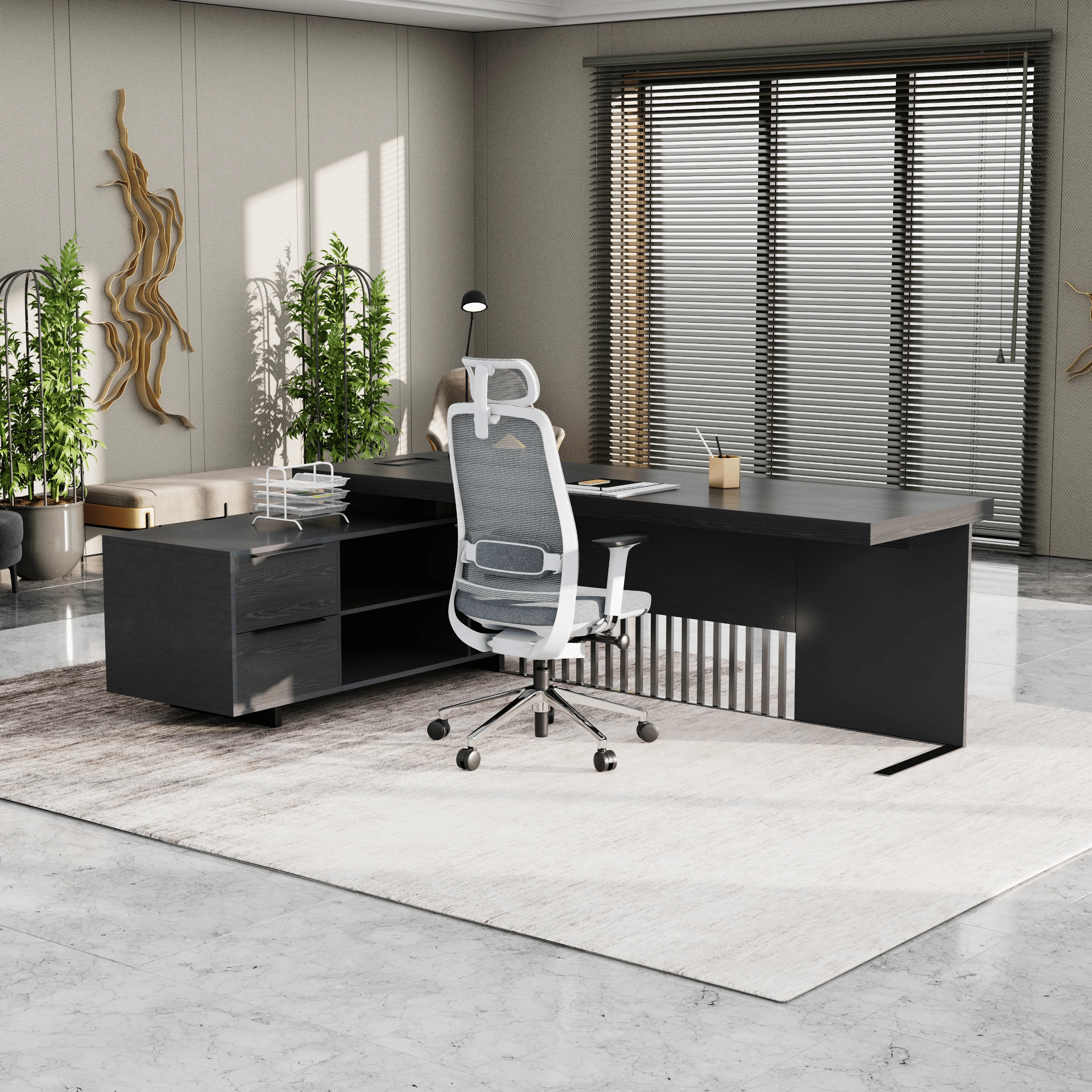 Cecilia ยท Modern L-Shaped Executive Desk