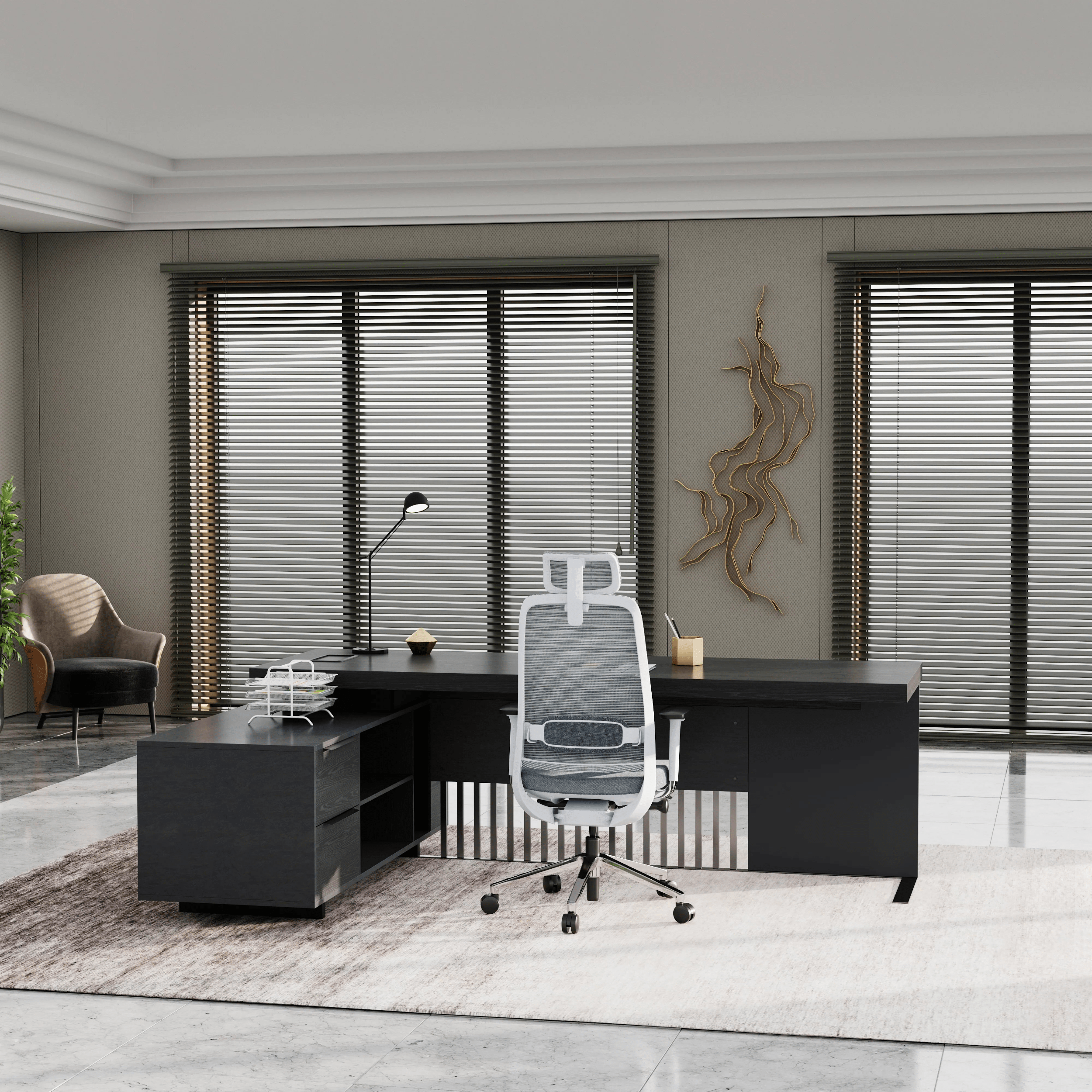 Cecilia ยท Modern L-Shaped Executive Desk
