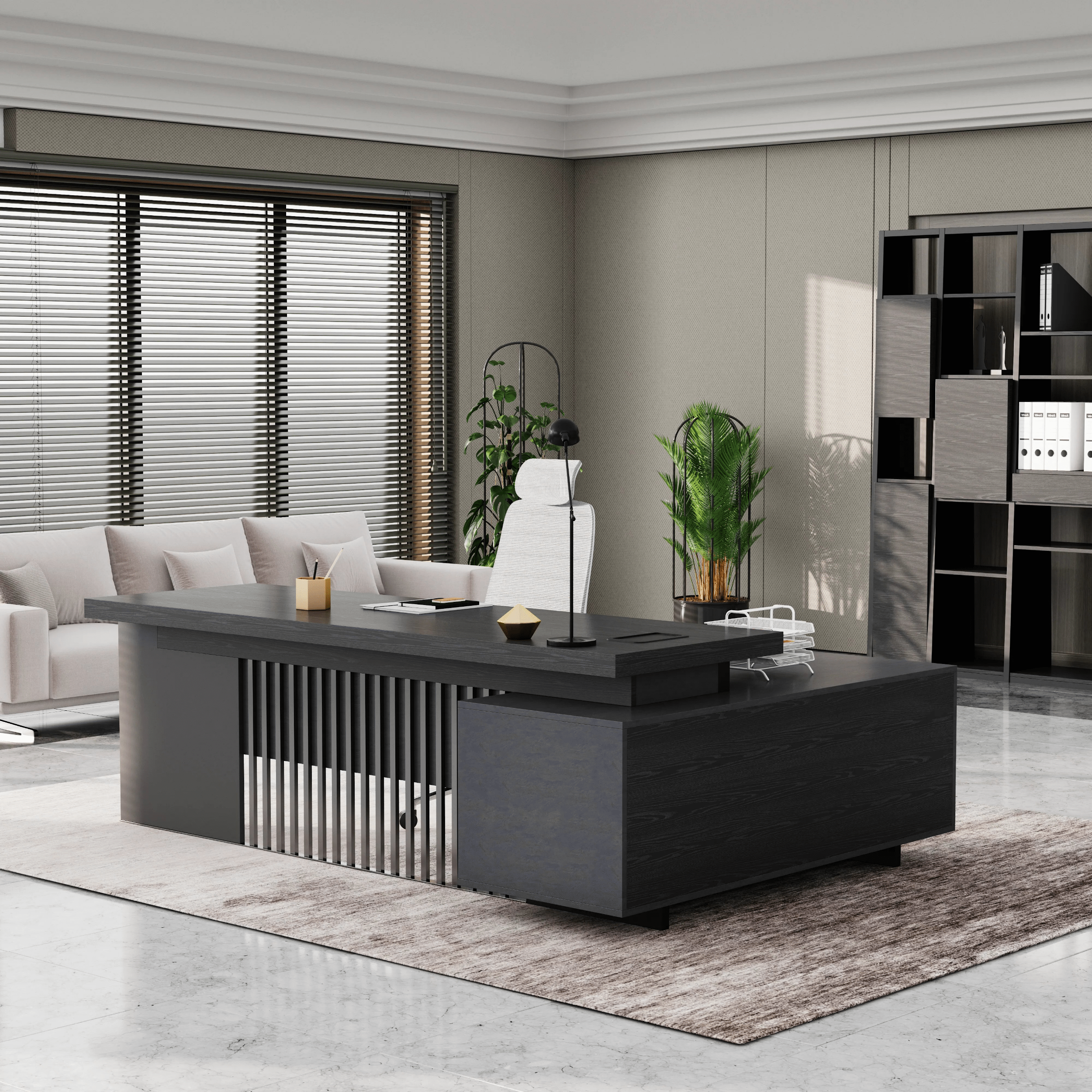 Cecilia ยท Modern L-Shaped Executive Desk