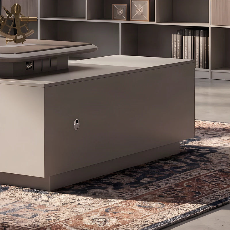 Corely locking pedestal and angled leg, close view
