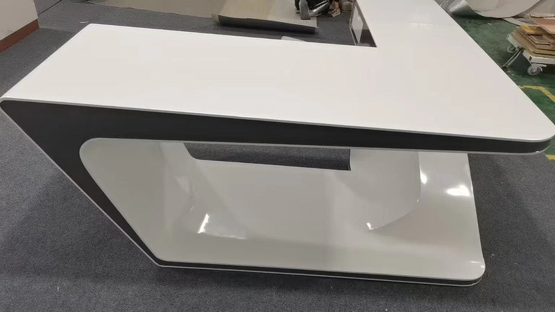Chevron · White L-Shaped Executive Desk