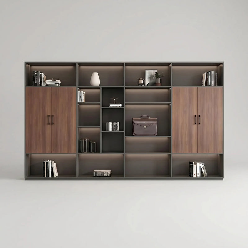 August · Office Shelves w/ Integrated Lighting & Storage