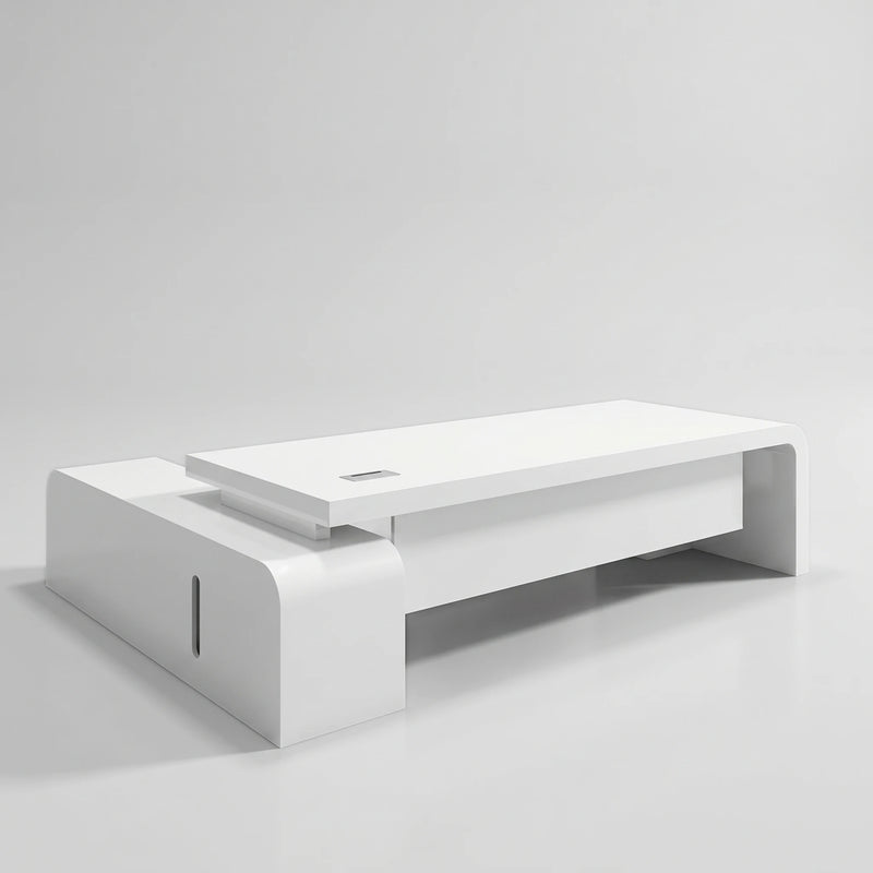 Halcyon · White L-Shaped Executive Desk