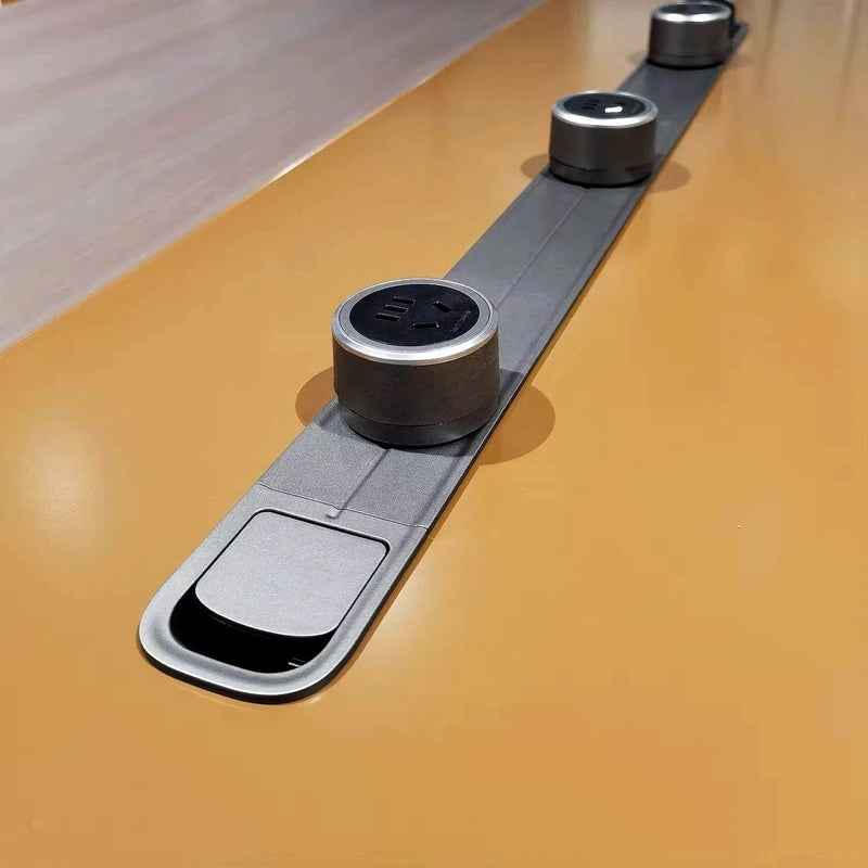 Mesa de conferencias redonda David de 12 a 16 pies en marrón con acabado laminado | AF Legend Demeter JY-ZY-21