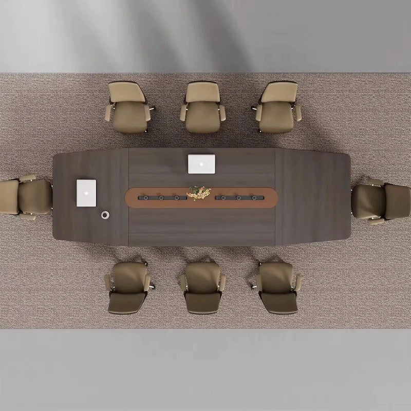 Mesa de conferencias redonda David de 12 a 16 pies en marrón con acabado laminado | AF Legend Demeter JY-ZY-21