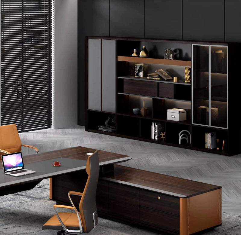 Elizabeth · Office Shelves w/ Integrated Lighting & Closet Storage