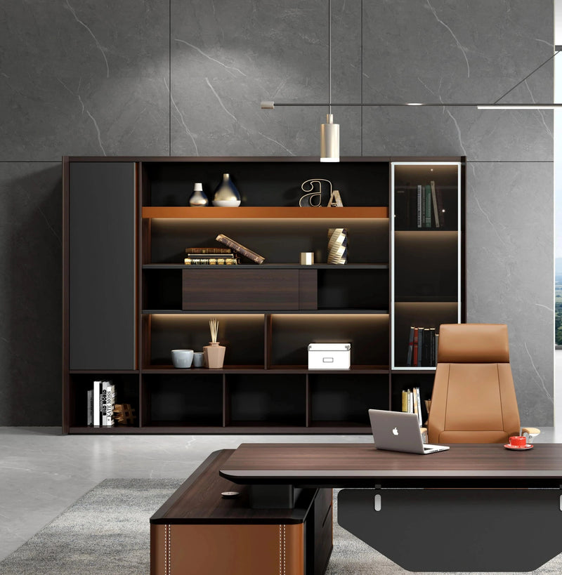 Elizabeth · Office Shelves w/ Integrated Lighting & Closet Storage