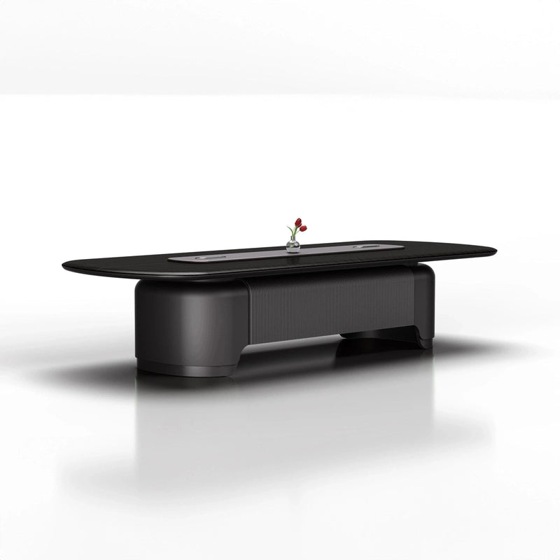 Enzo · Rounded Conference Room Table, Dark Gray