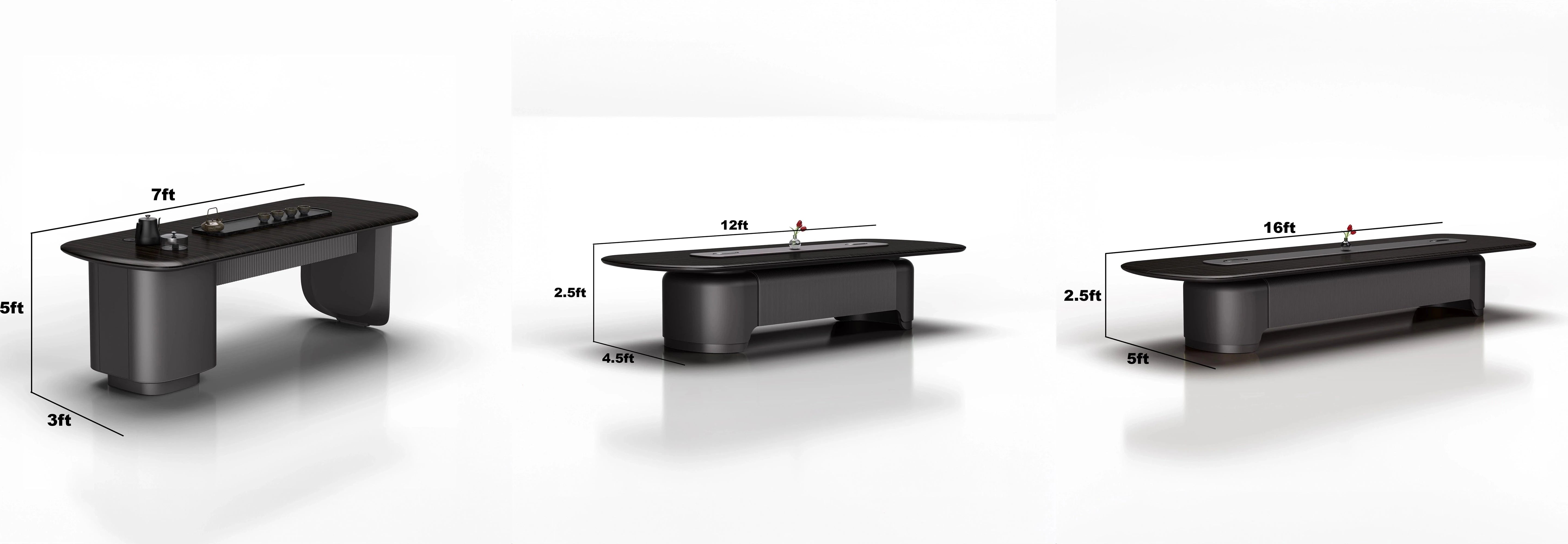Enzo · Rounded Conference Room Table, Dark Gray