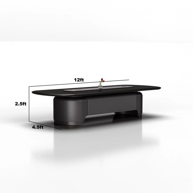 Enzo · Rounded Conference Room Table, Dark Gray