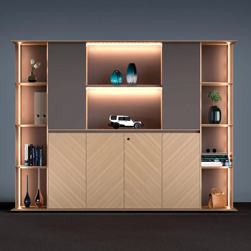 Ernesto · Office Shelves w/ Lighting & Cabinets