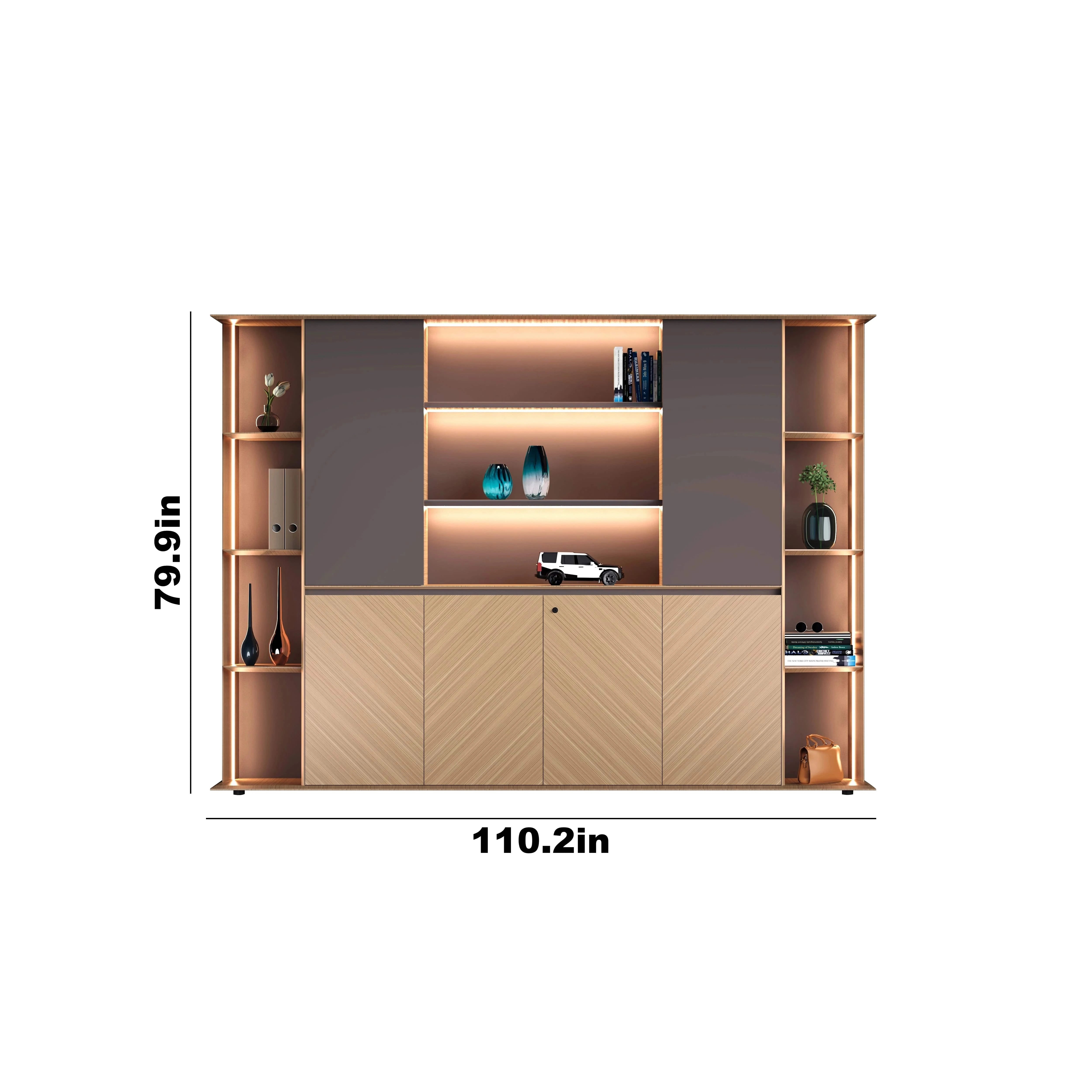 Ernesto · Office Shelves w/ Lighting & Cabinets
