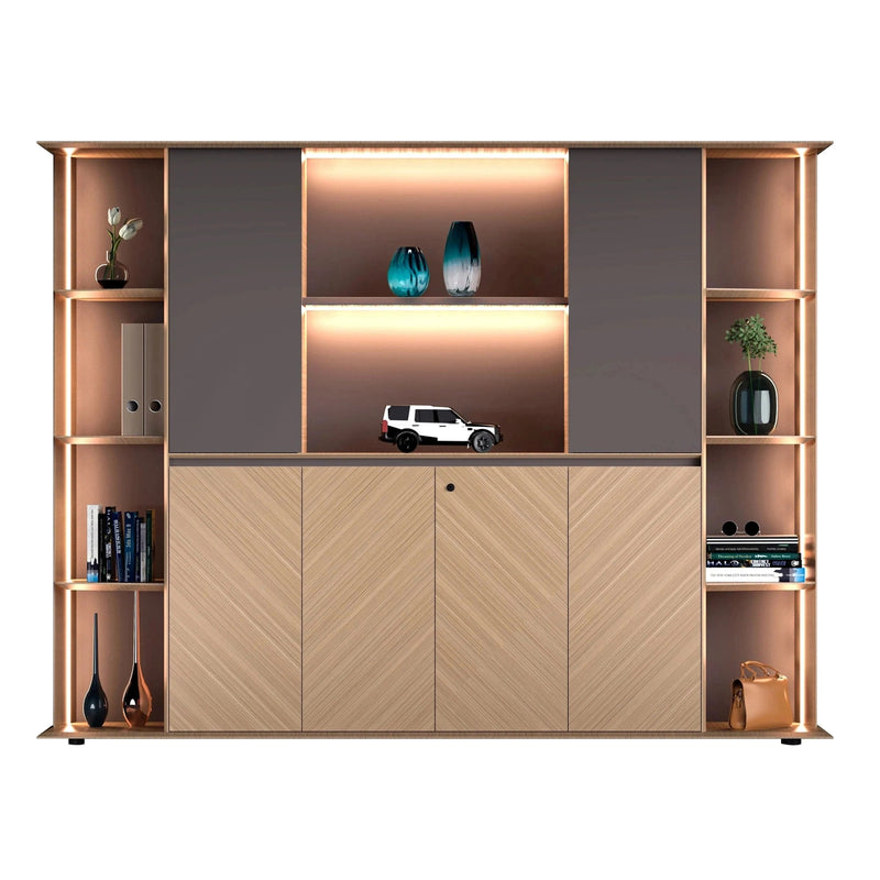 Ernesto · Office Shelves w/ Lighting & Cabinets