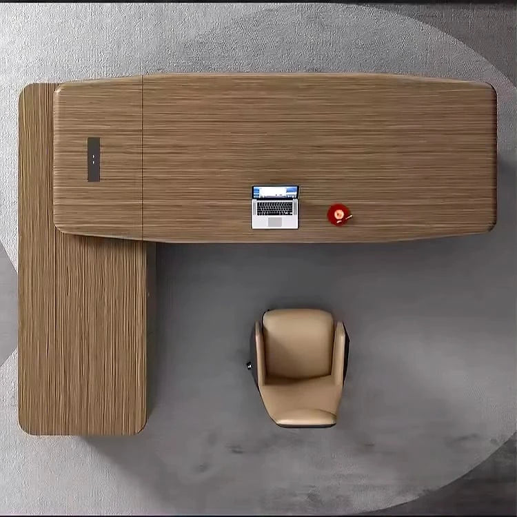 Escritorio ejecutivo Eudora en forma de L beige de 79 a 118