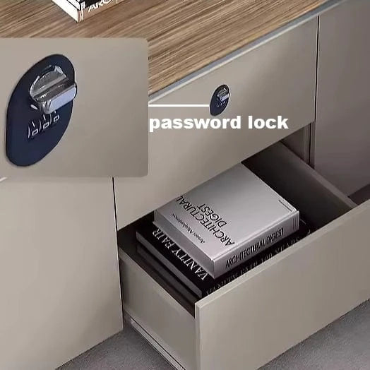 Escritorio ejecutivo Eudora en forma de L beige de 79 a 118