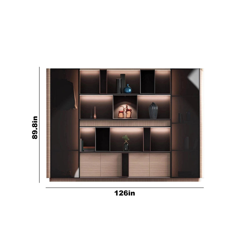 Fabrizio · Office Shelving Wall Unit w/ Integrated Lighting & Storage Cabinets
