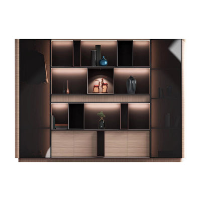 Fabrizio ยท Office Shelving Wall Unit w/ Integrated Lighting & Storage Cabinets