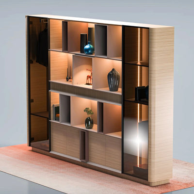 Fabrizio ยท Office Shelving Wall Unit w/ Integrated Lighting & Storage Cabinets