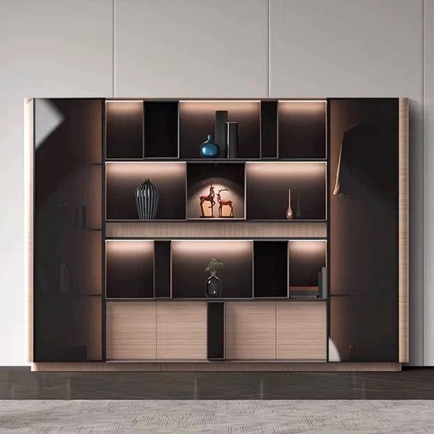 Fabrizio · Office Shelving Wall Unit w/ Integrated Lighting & Storage Cabinets