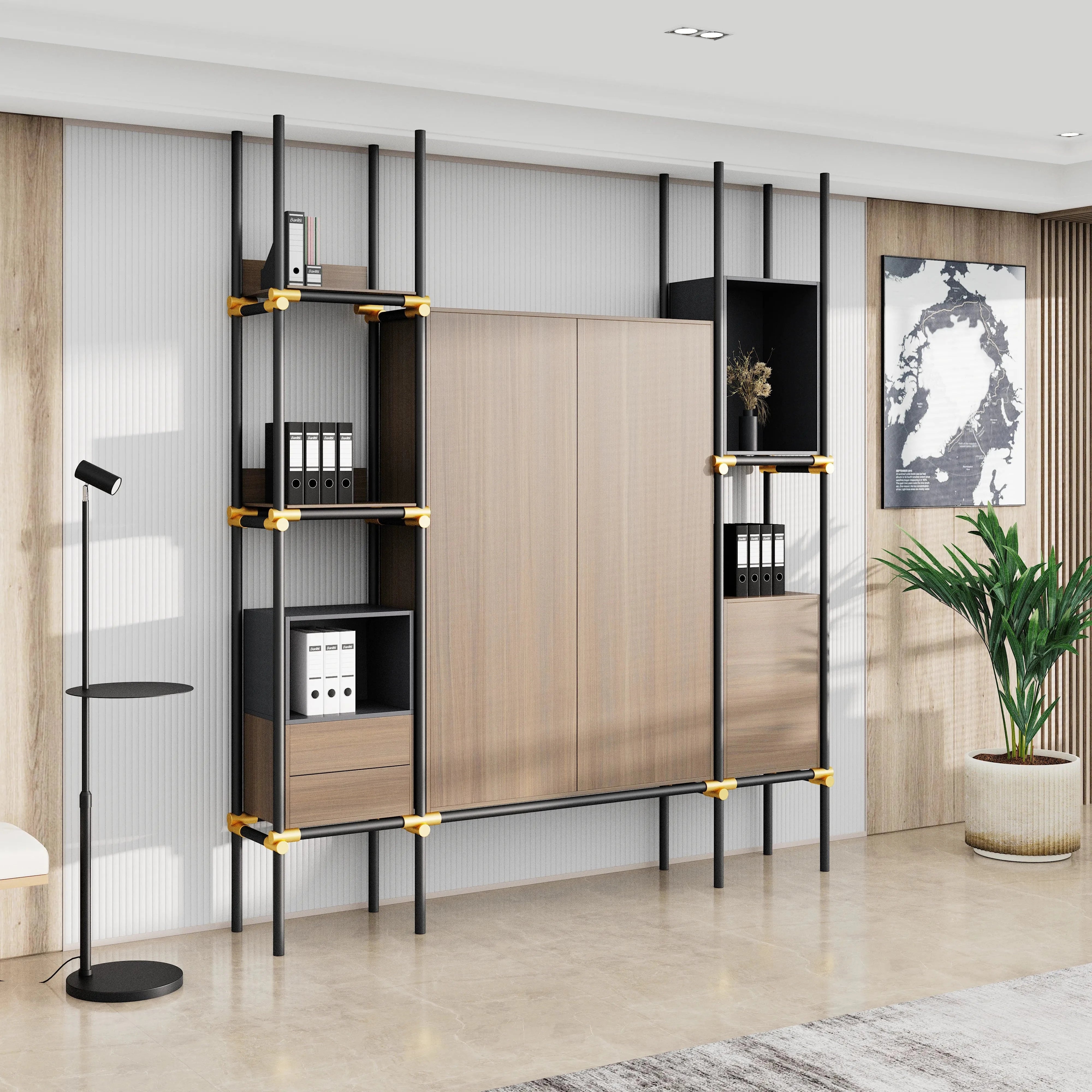 Facet · 95″W Open Display Office Shelves & Cabinet