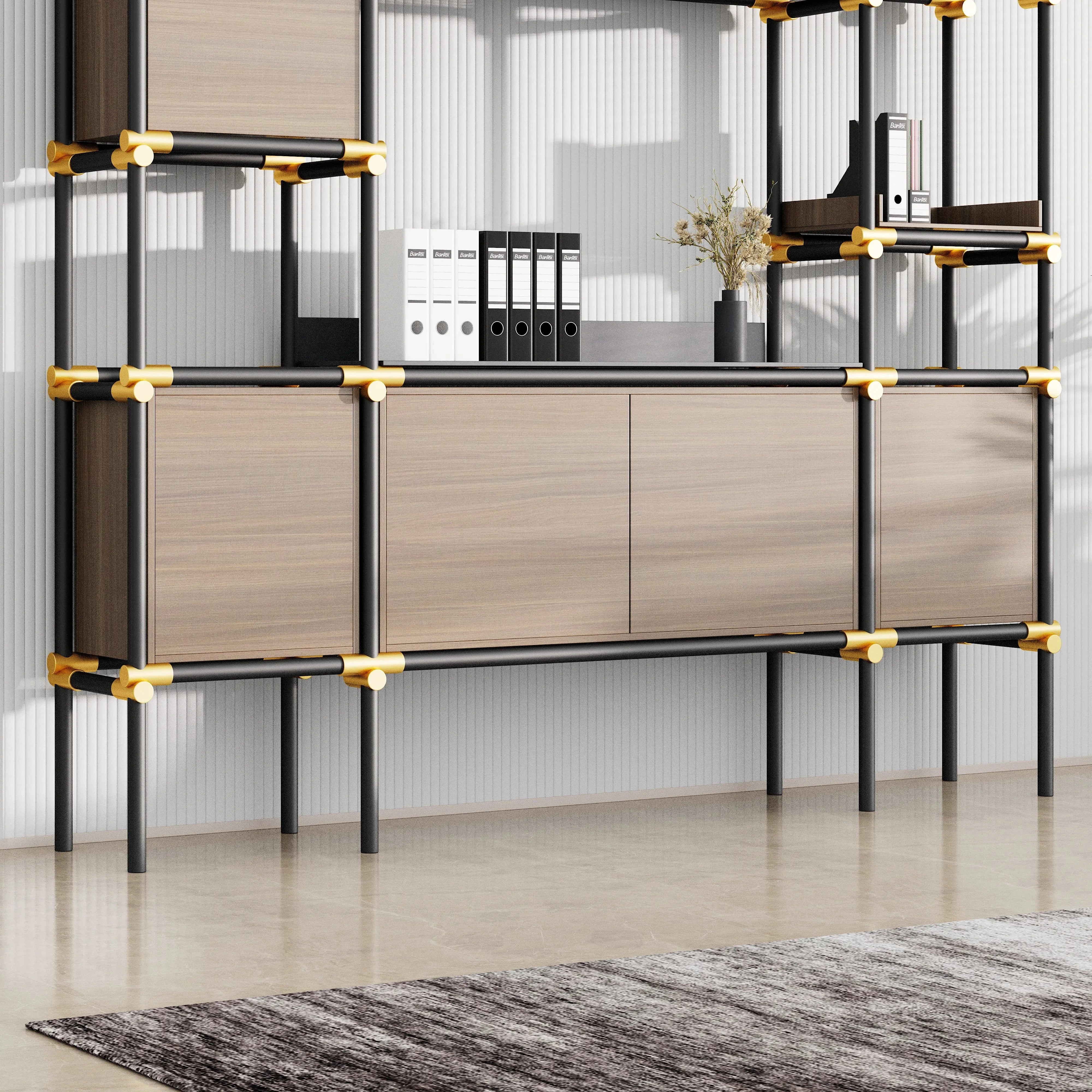 Facet · 95″W Open Display Office Shelves & Cabinet