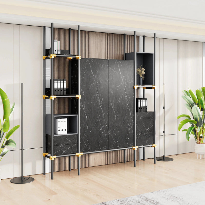 Facet · 95″W Open Display Office Shelves & Cabinet