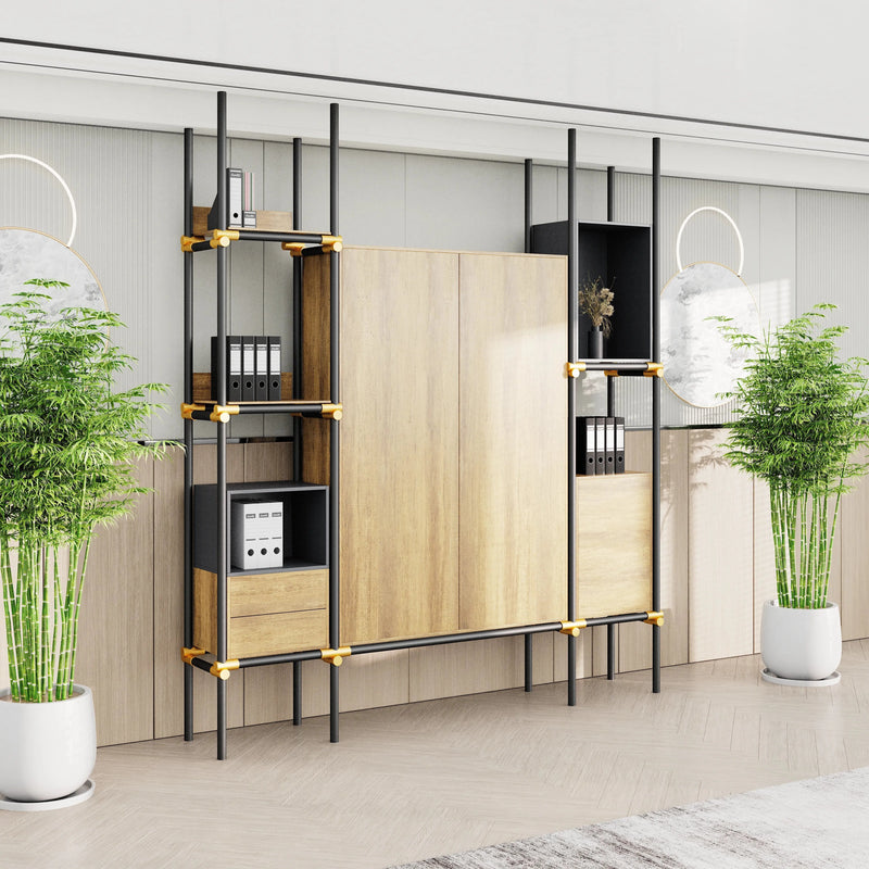 Facet · 95″W Open Display Office Shelves & Cabinet