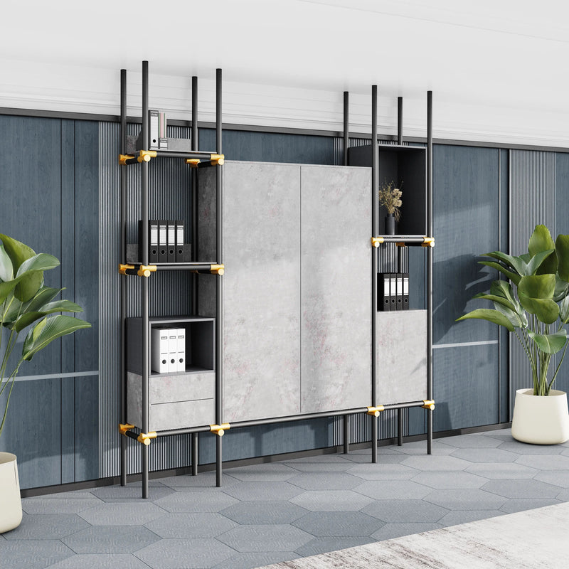 Facet · 95″W Open Display Office Shelves & Cabinet