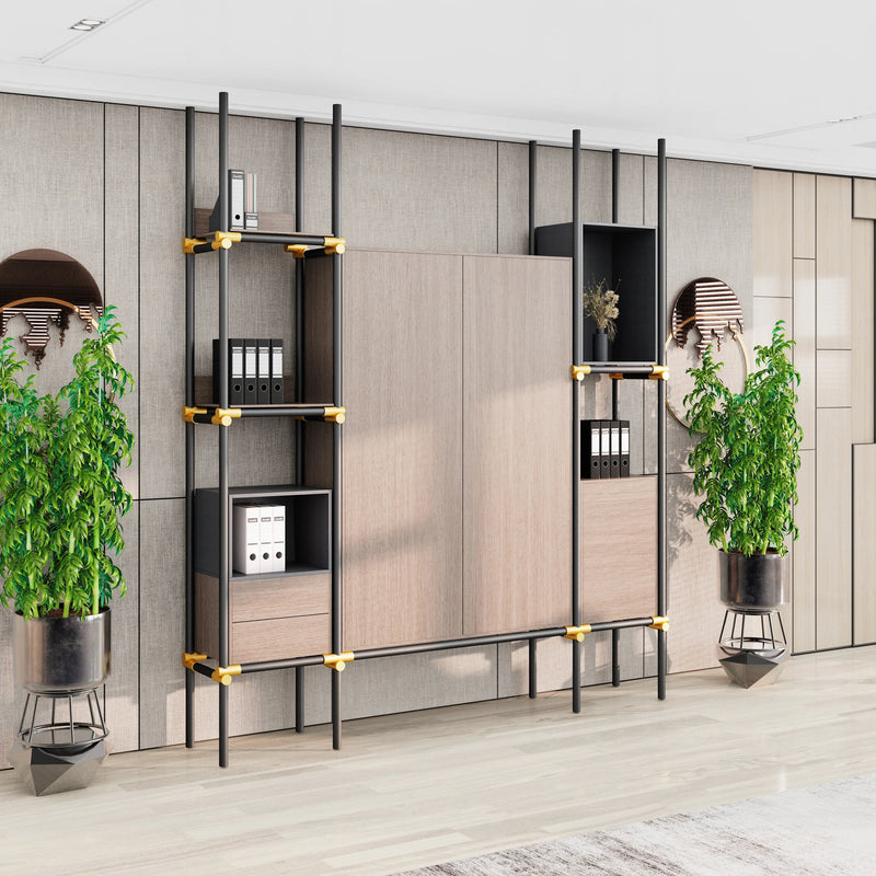 Facet · 95″W Open Display Office Shelves & Cabinet