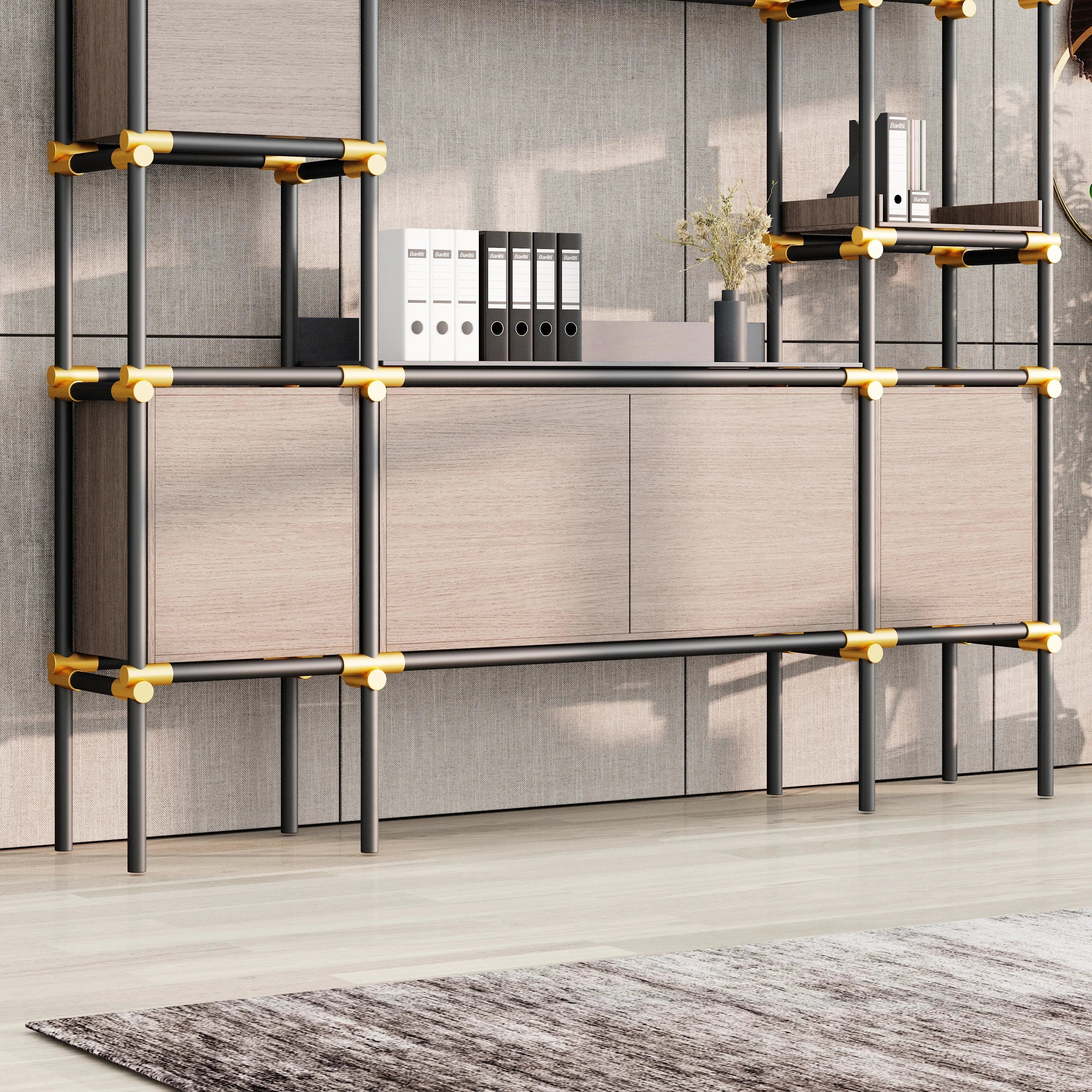 Facet · 95″W Open Display Office Shelves & Cabinet