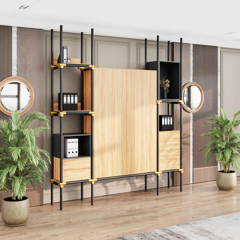 Facet · 95″W Open Display Office Shelves & Cabinet