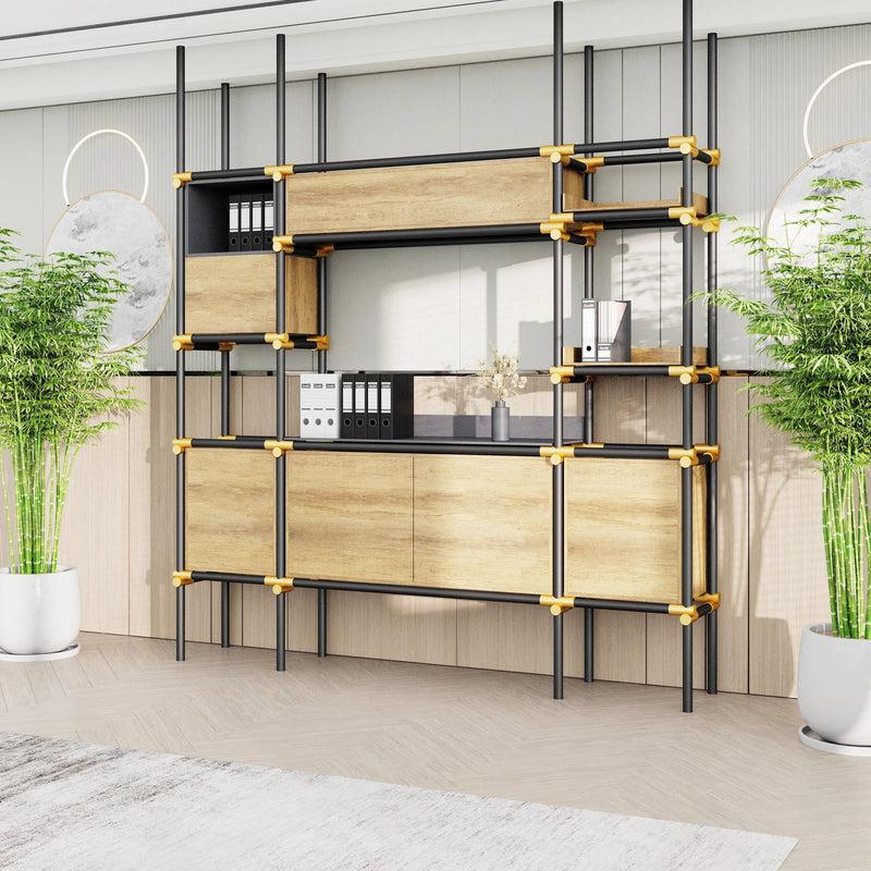 Facet · 95″W Open Display Office Shelves & Cabinet