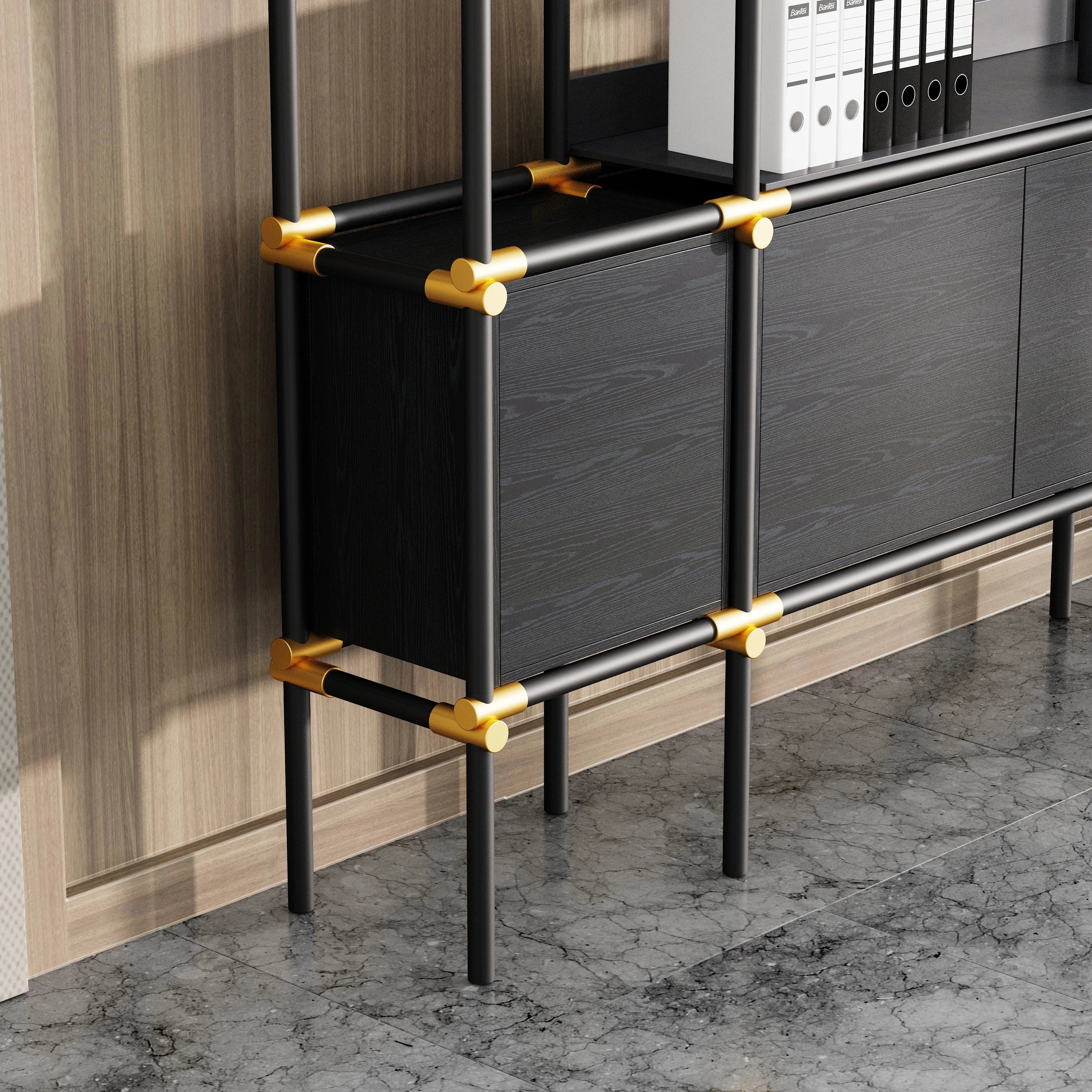 Facet · 95″W Open Display Office Shelves & Cabinet