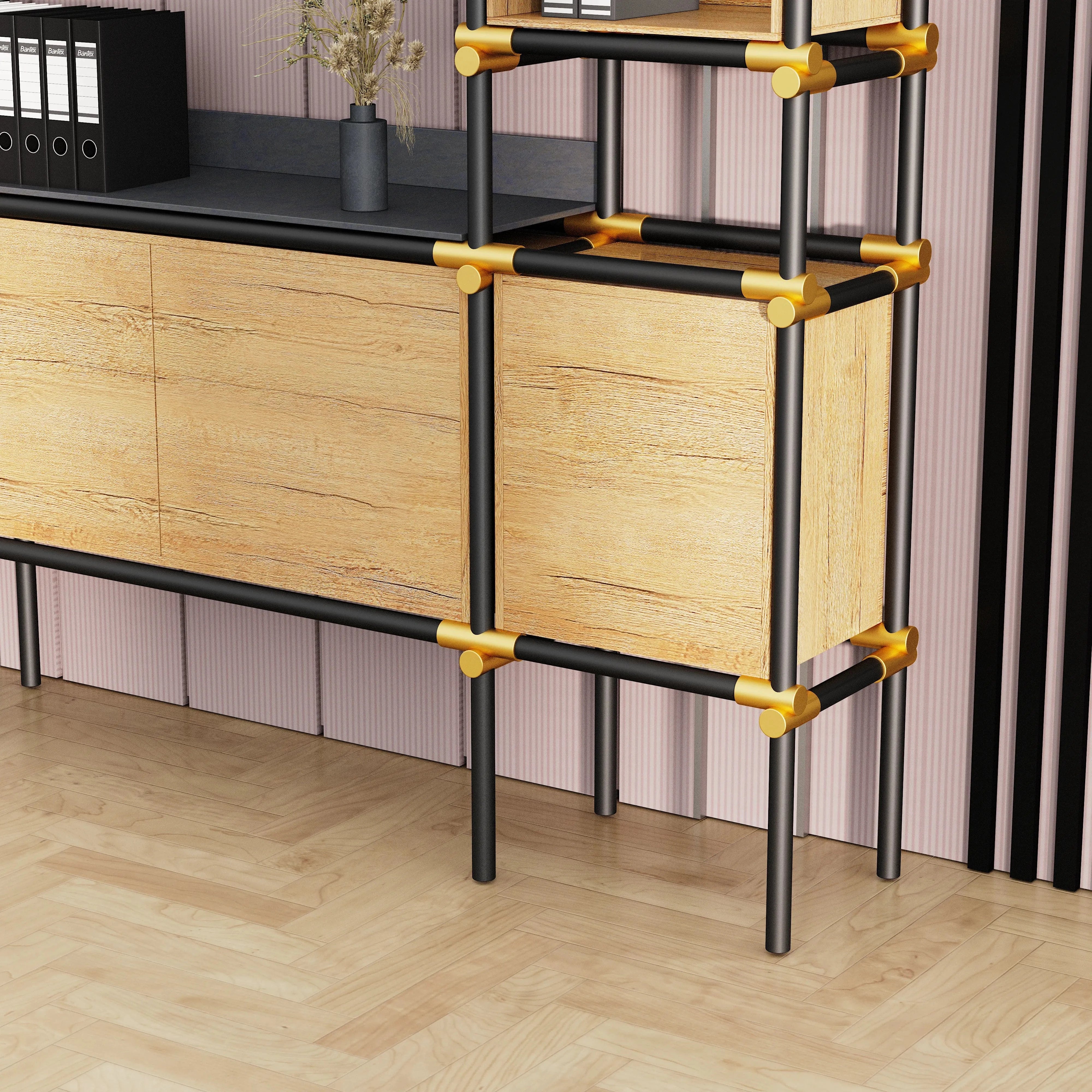 Facet · 95″W Open Display Office Shelves & Cabinet