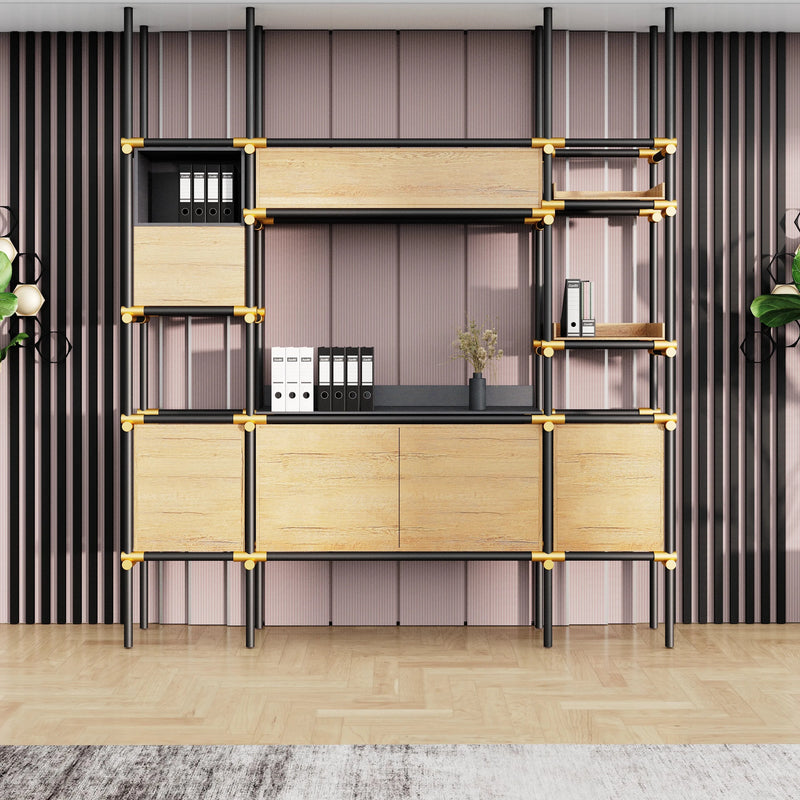 Facet · 95″W Open Display Office Shelves & Cabinet