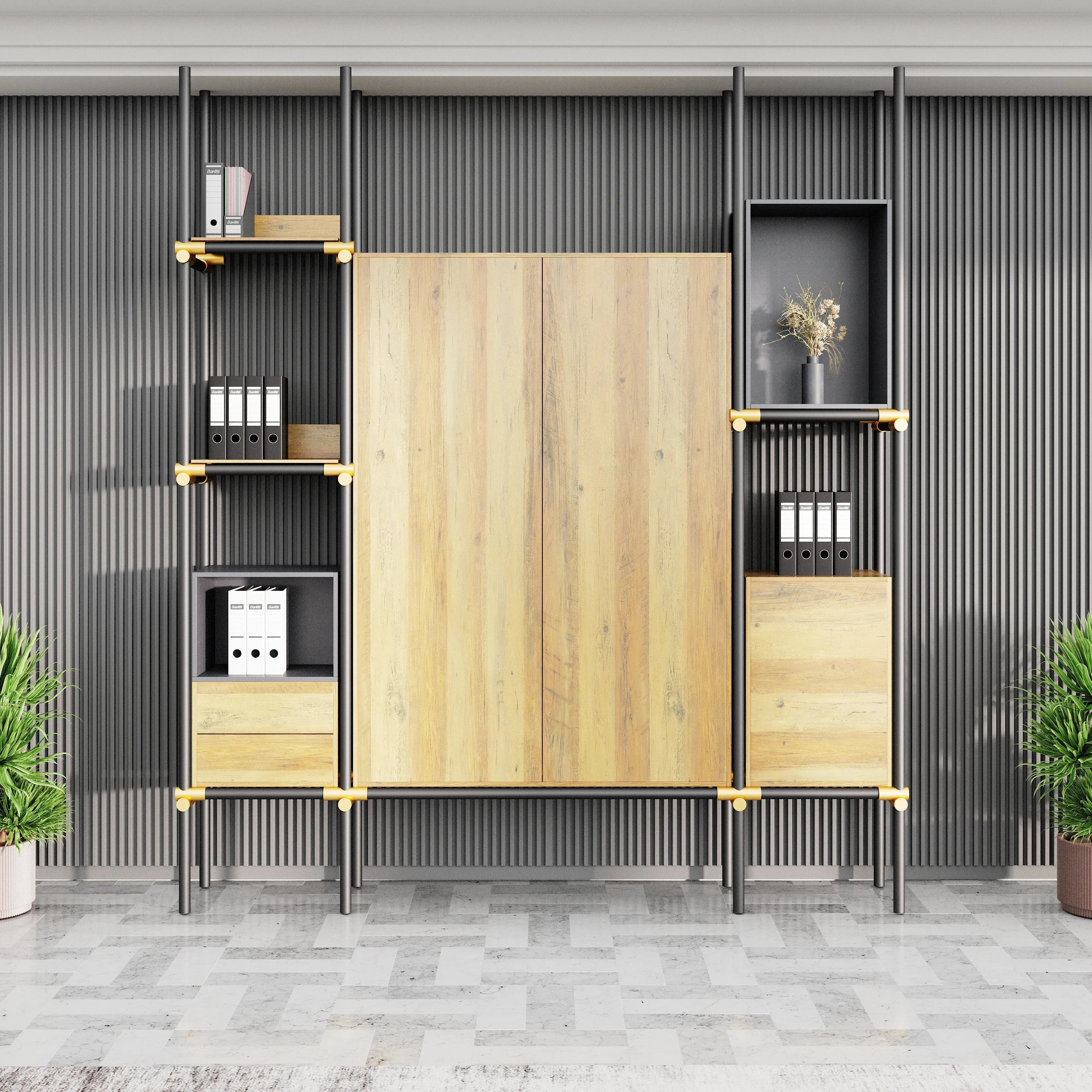 Facet · 95″W Open Display Office Shelves & Cabinet