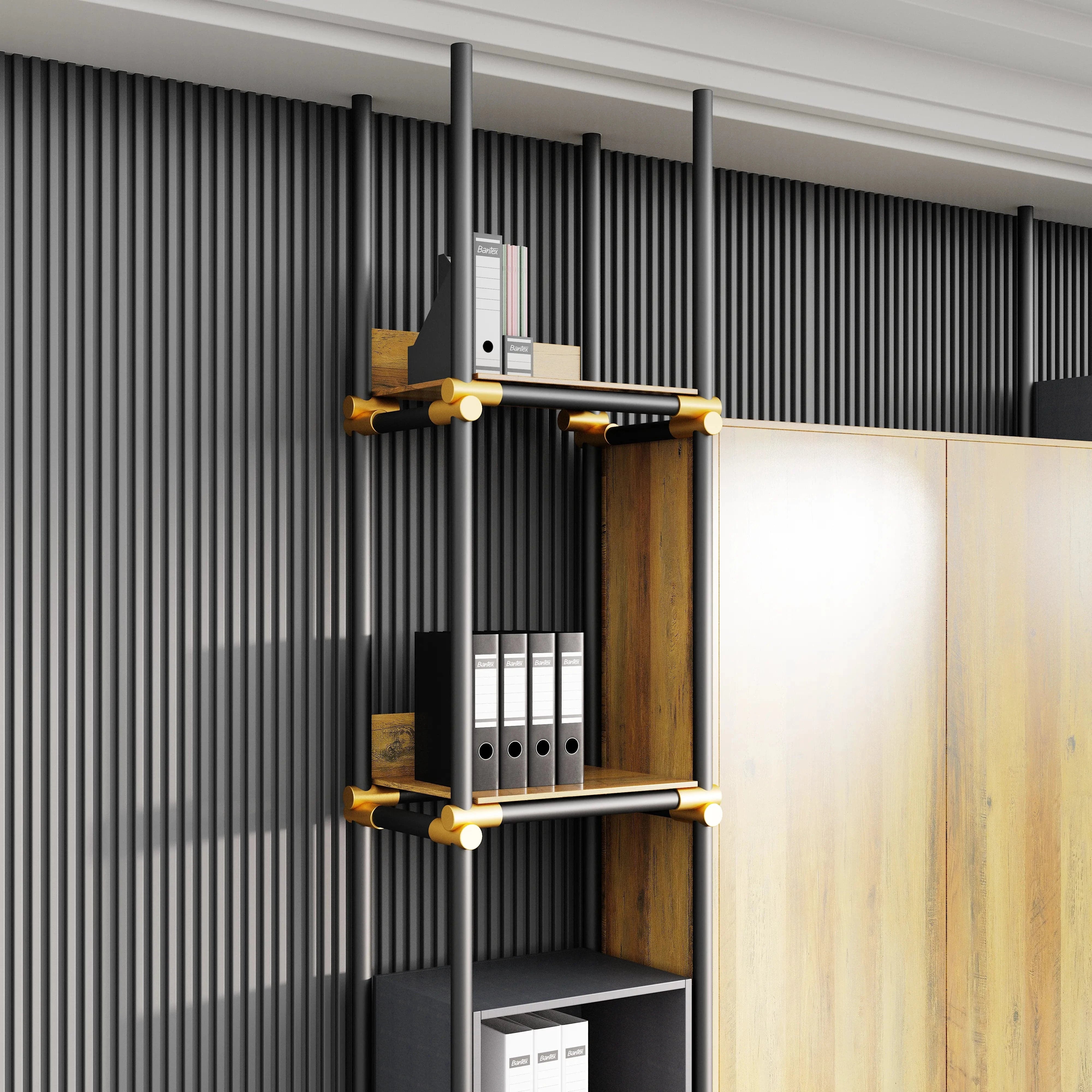 Facet · 95″W Open Display Office Shelves & Cabinet