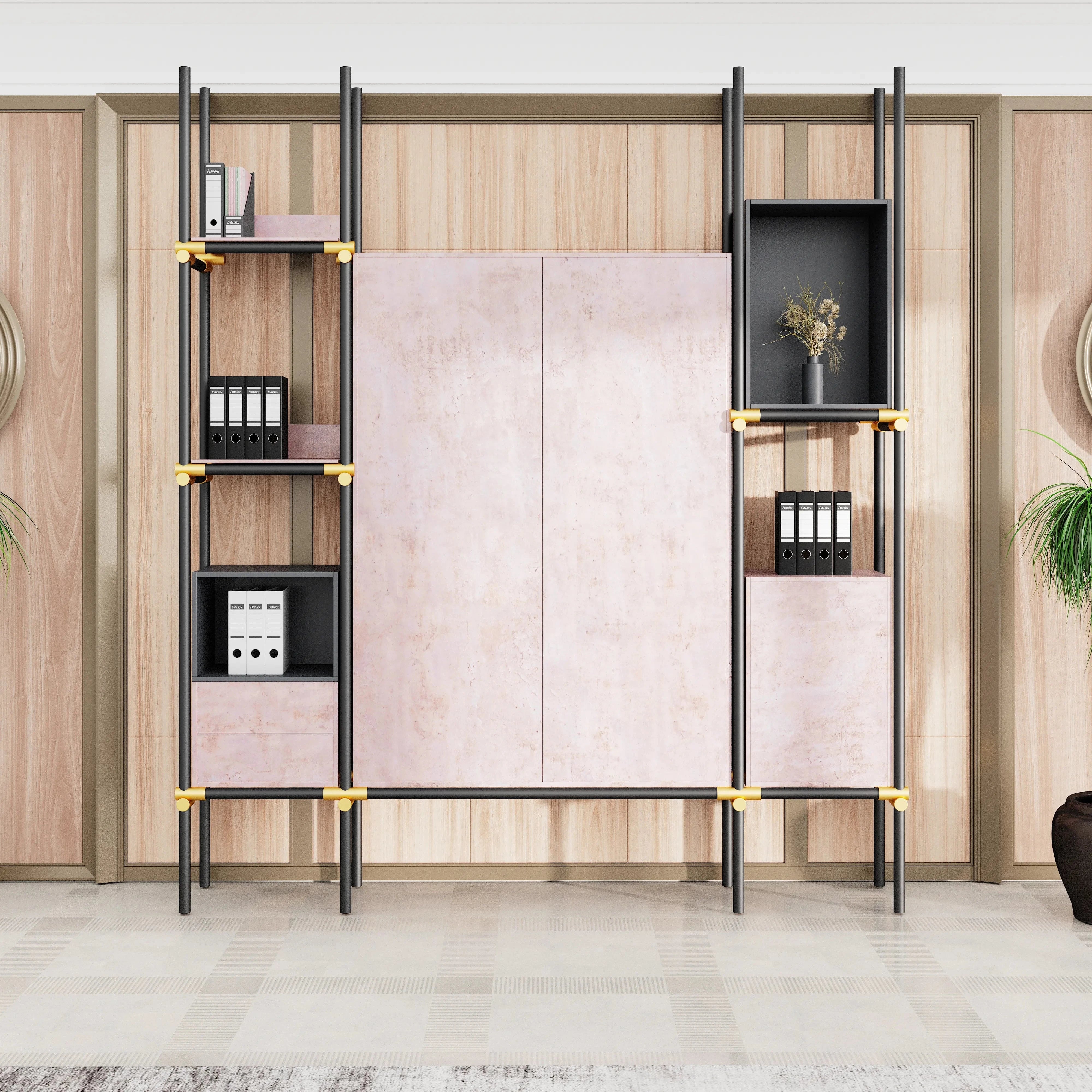 Facet · 95″W Open Display Office Shelves & Cabinet