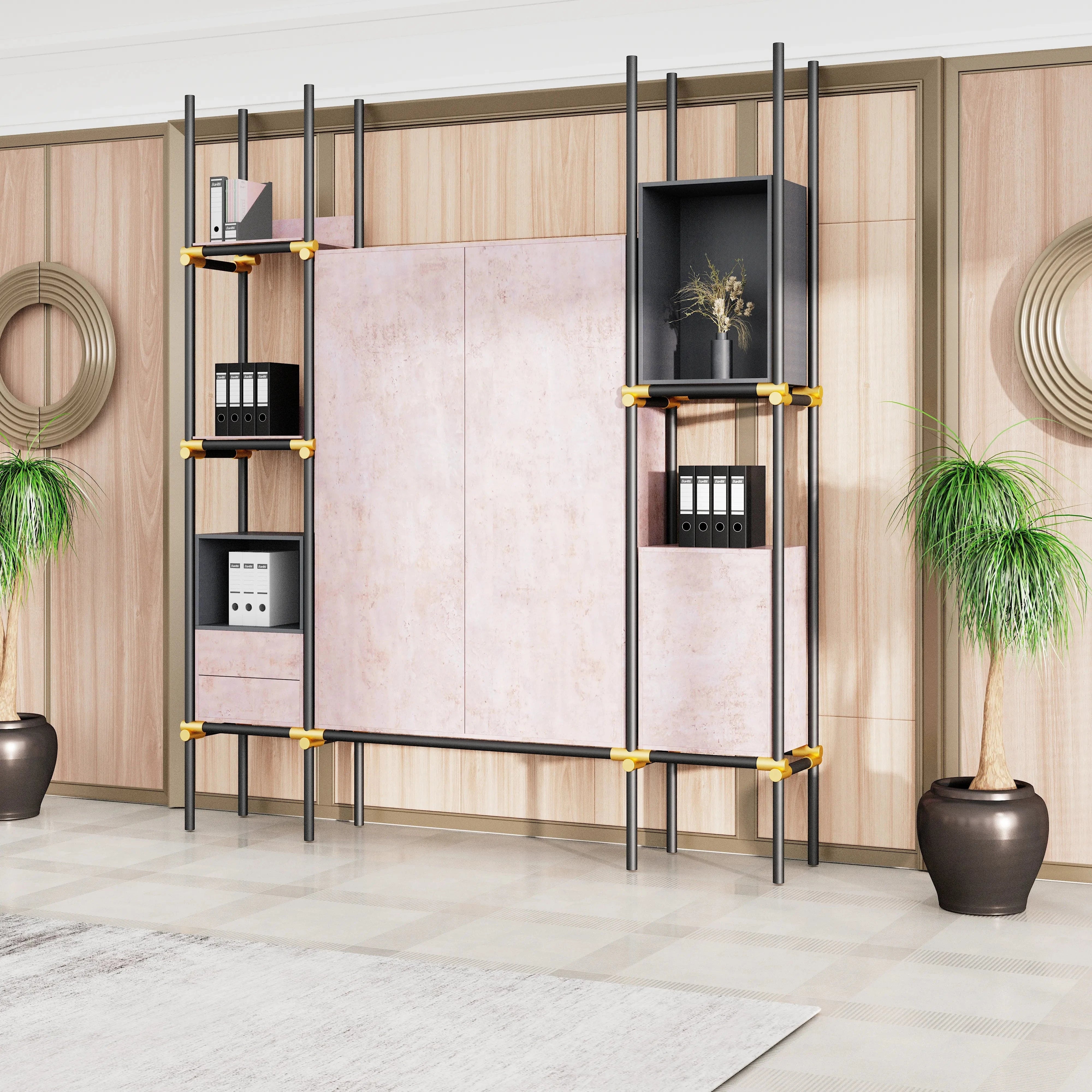 Facet · 95″W Open Display Office Shelves & Cabinet