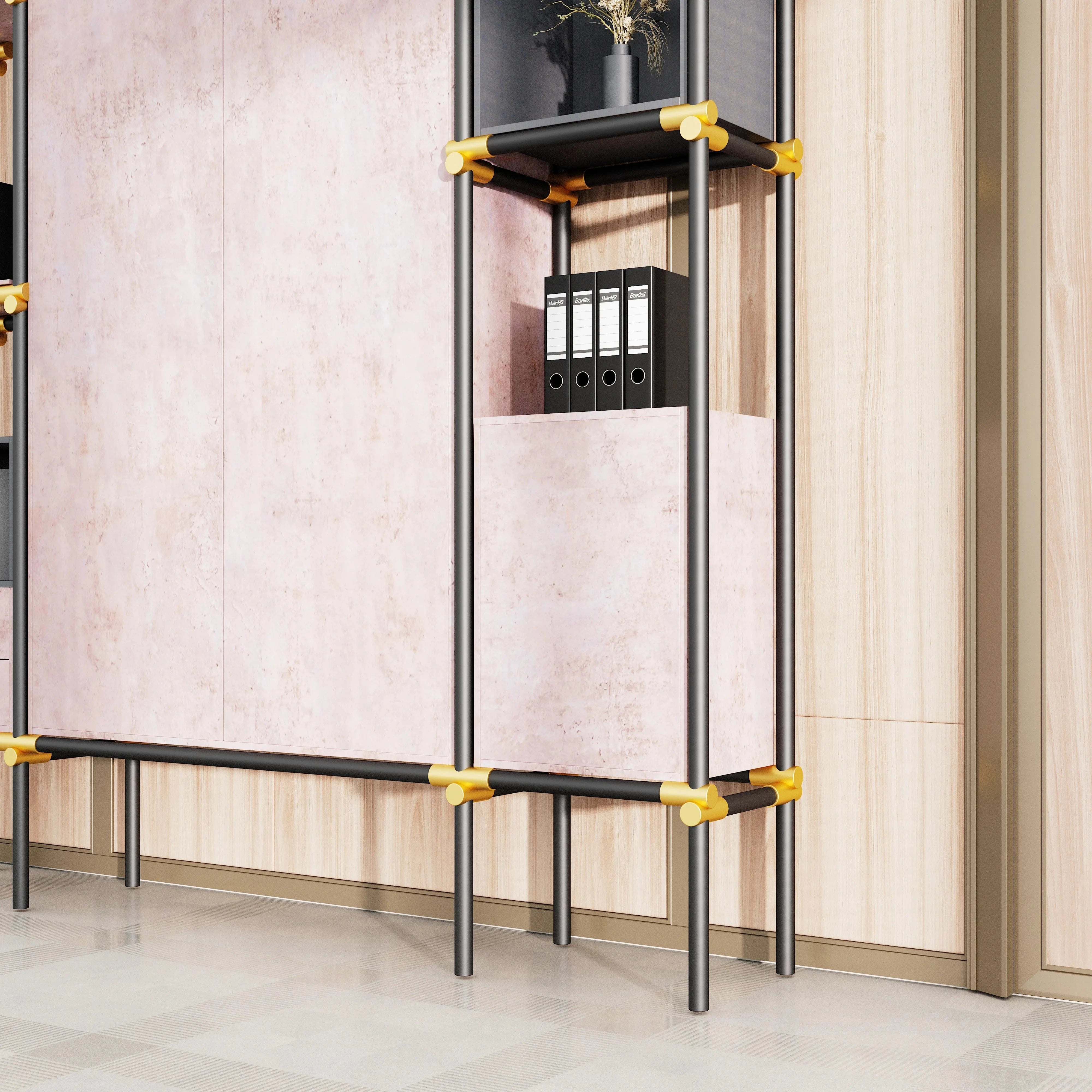 Facet · 95″W Open Display Office Shelves & Cabinet